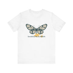 Green Butterfly & Flowers (French) Unisex Tee The Diabuddies Store T-Shirts $22.38