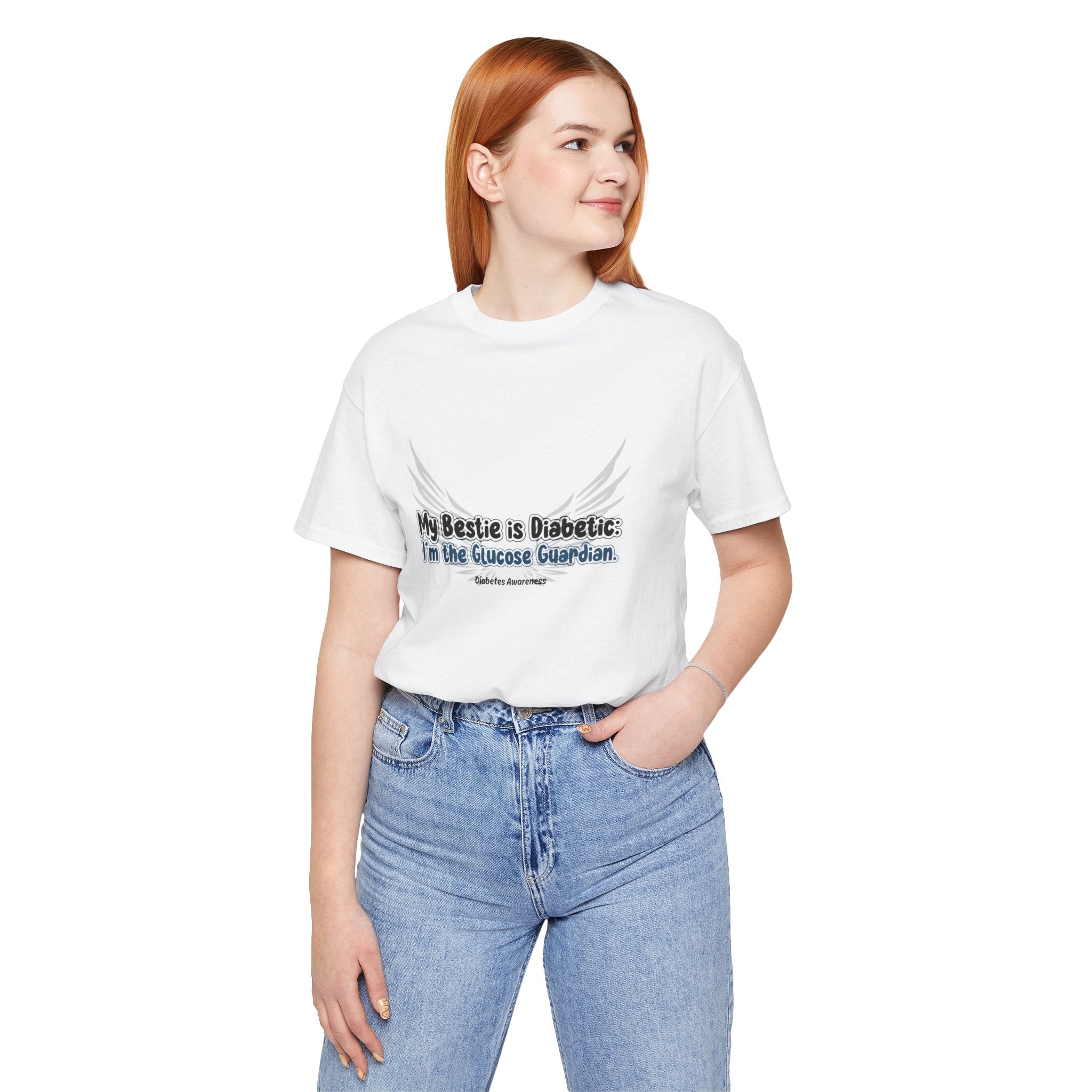 The Diabuddies Store My Bestie is Diabetic, I'm the Guardian - Unisex Tee My Bestie is Diabetic, I'm the Guardian - Unisex Tee: Celebrate your vital role! A proud statement of your commitment & unique connection as a guardian. T-Shirts $22.50
