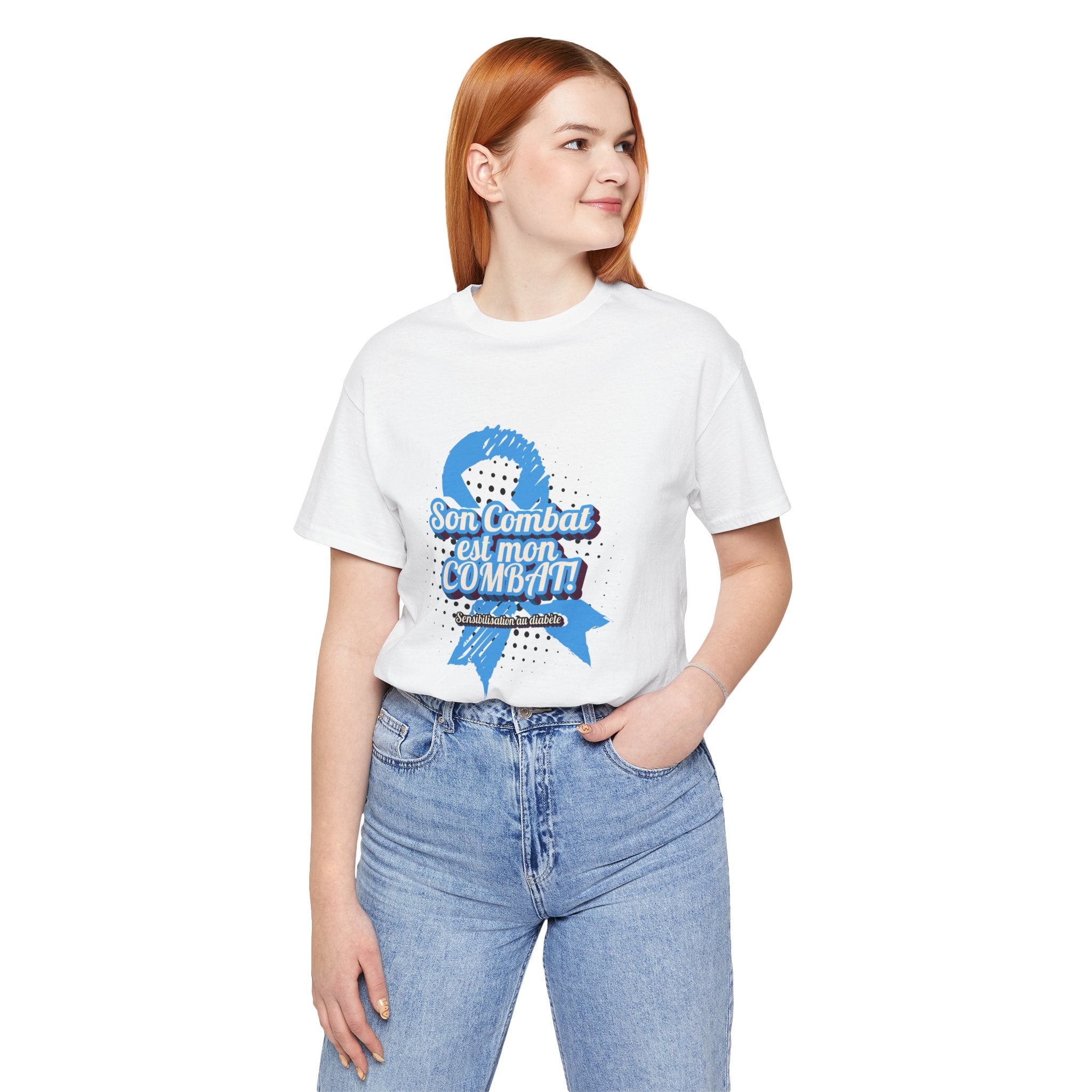 His Fight is my Fight! (French in blue) - Unisex Tee The Diabuddies Store T-Shirts $30.27