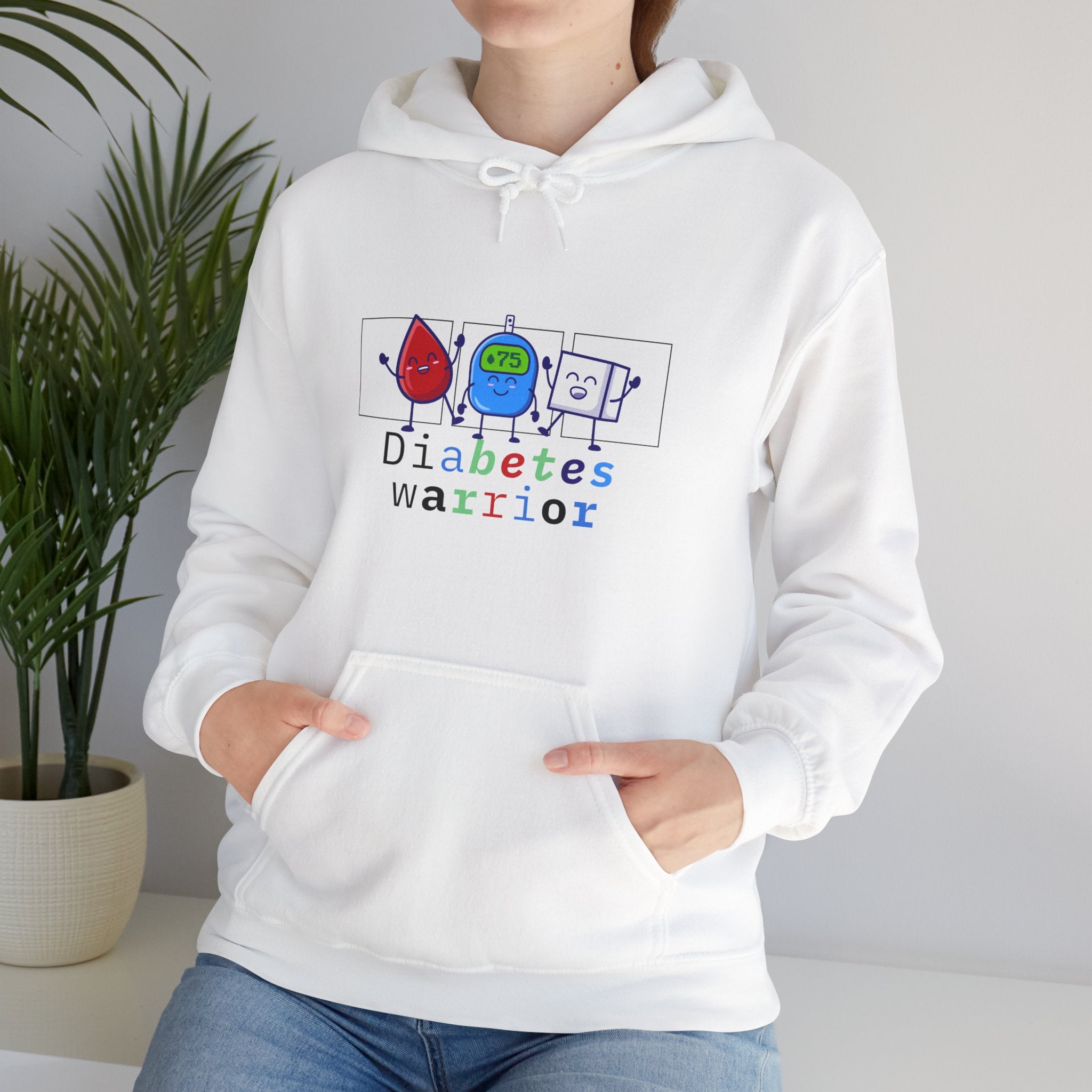 The Diabuddies Store Diabetes Warrior (w/Icons) - Unisex Hoodie Diabetes Warrior (w/Icons) - Unisex Hoodie: Unleash the hero within! This dynamic and cozy "Diabetes Warrior (w/Icons)" Unisex Hoodie celebrates the incredible strength and resilience of thos