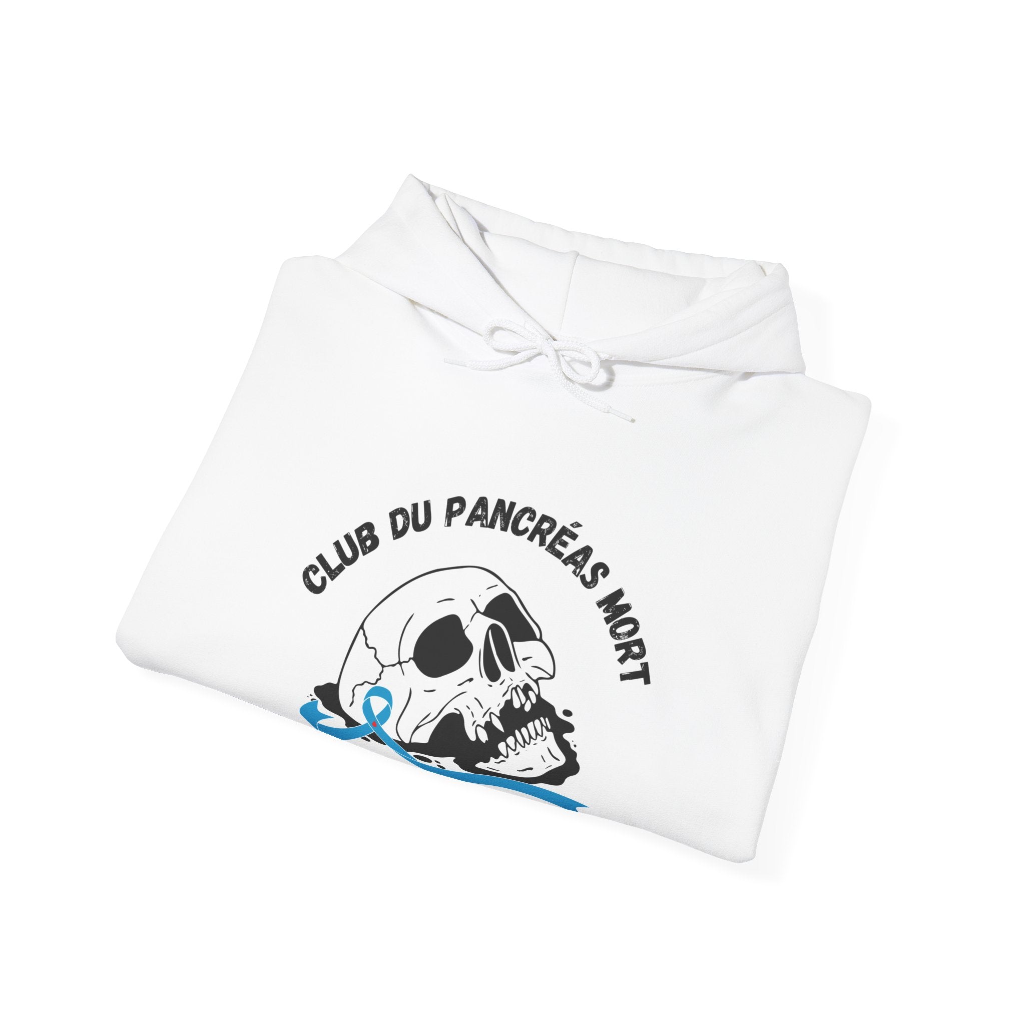 Skull & Blue Ribbon Dead Pancreas Club (French) Hoodie The Diabuddies Store Hoodies $32.41
