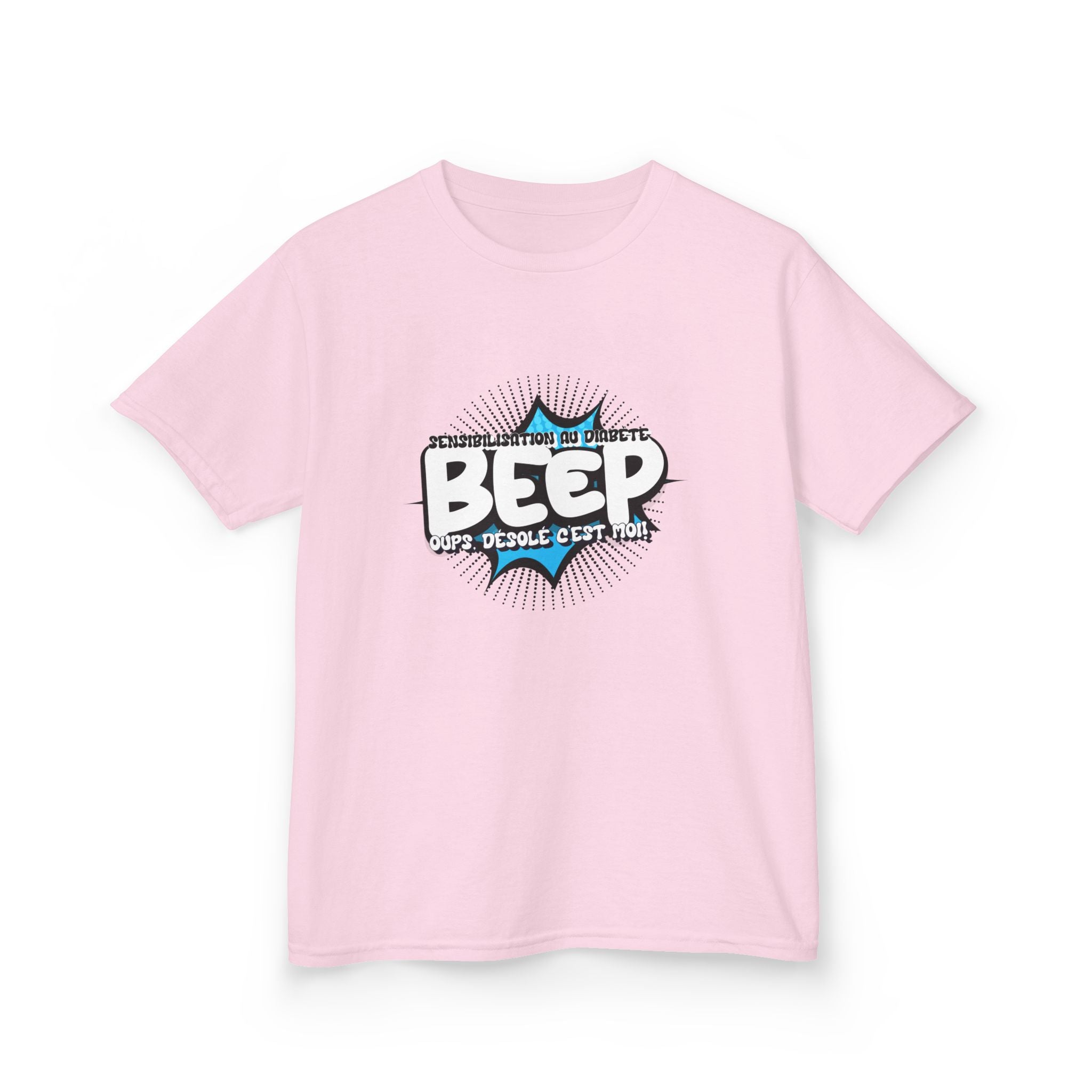 The Diabuddies Store Beep Sorry that's me! (French) - Kids Tee Beep Sorry that's me! (French) - Kids Tee: This playful French tee is perfect for the little one who's full of energy and charm. The fun design features the word "beep" and the phrase "Désolé,