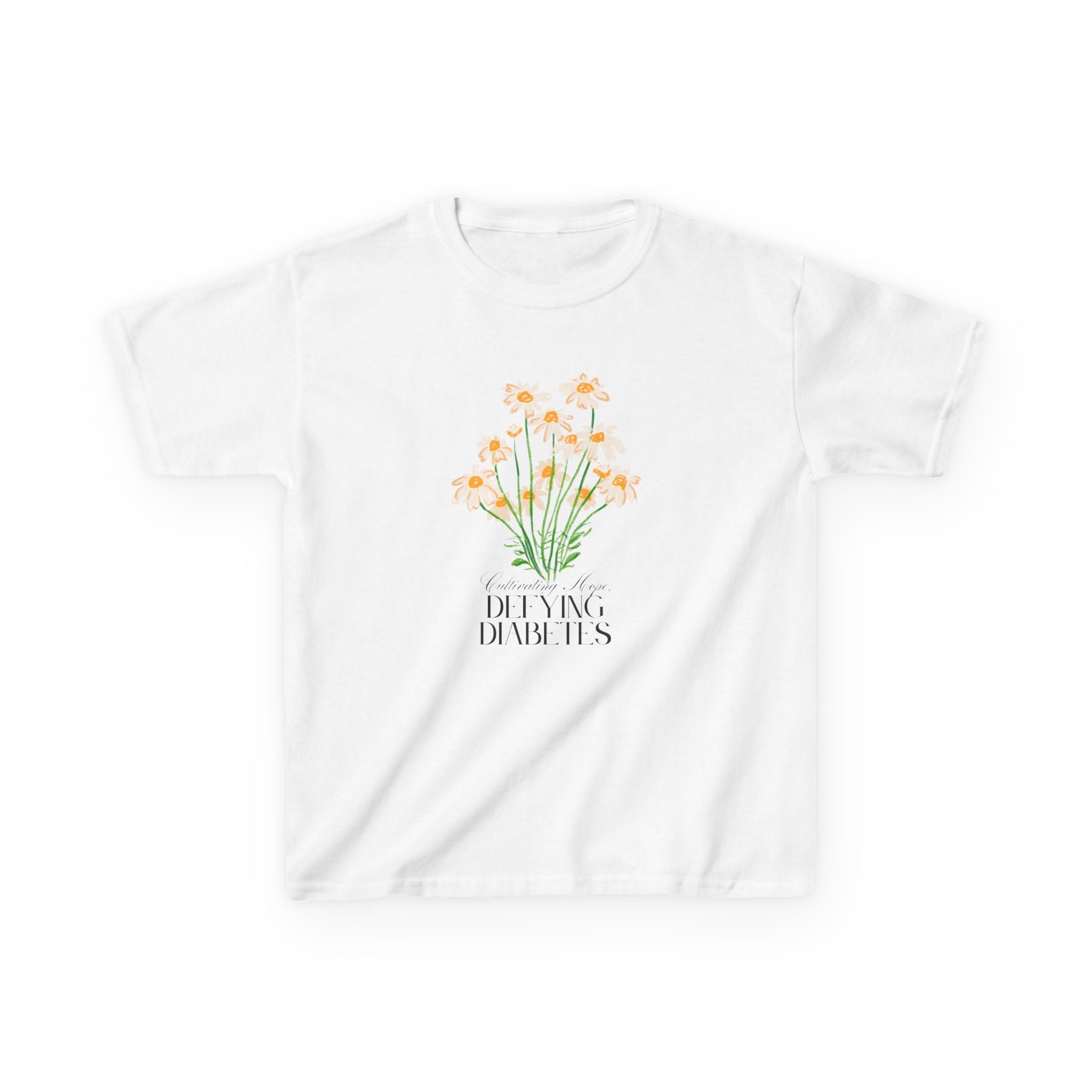 The Diabuddies Store Cultivating Hope, Defying Diabetes - Kids Tee Cultivating Hope, Defying Diabetes - Kids Tee: Wear your message of strength! This tee is a powerful statement of resilience and optimism for kids. T-Shirts $17.06