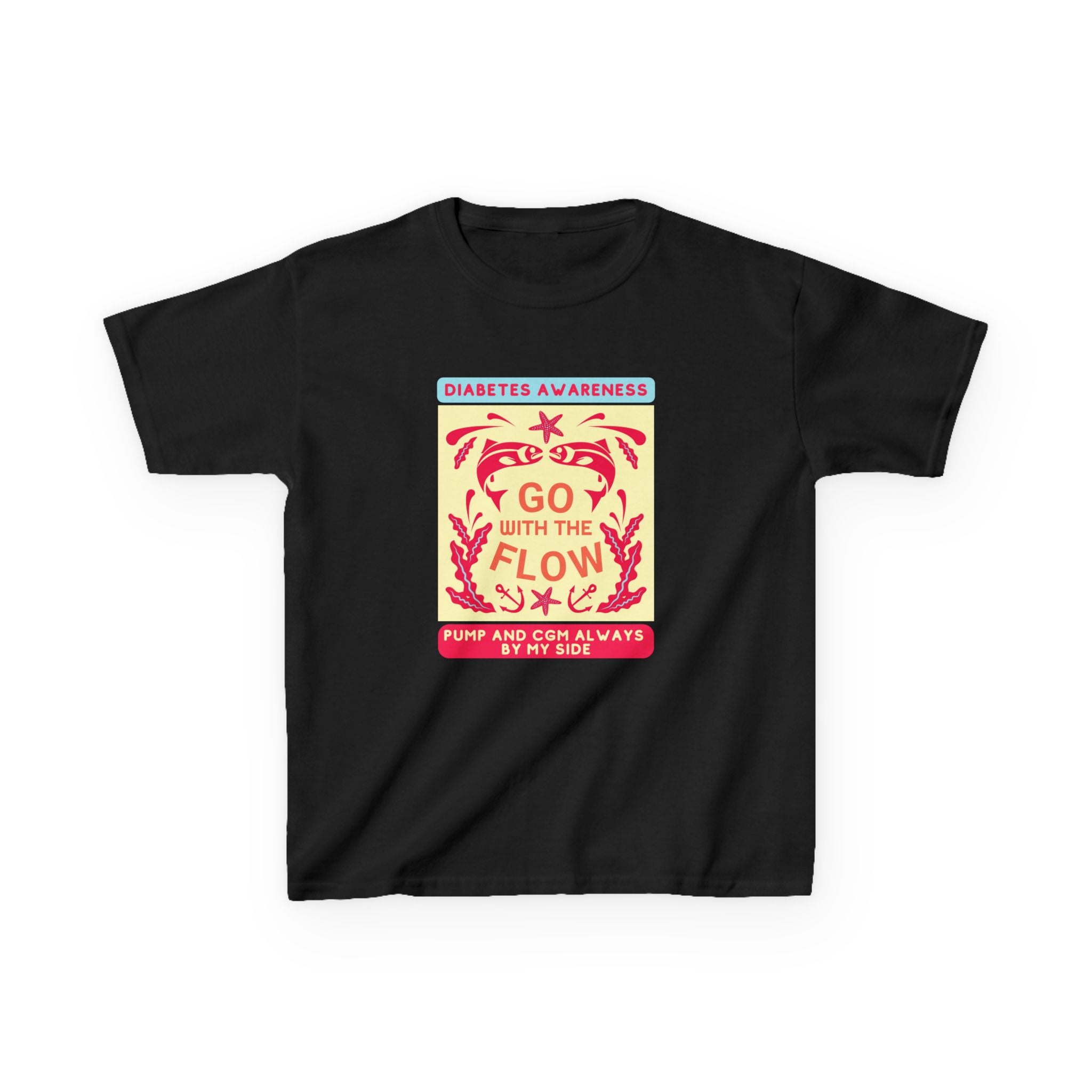 The Diabuddies Store Go with the Flow - Kids Tee Go with the Flow - Kids Tee: Embrace your journey with confidence in our vibrant "Go with the Flow" kids Tee. Engineered for those who live with a pump and CGM, this tank ensures your devices are always wit