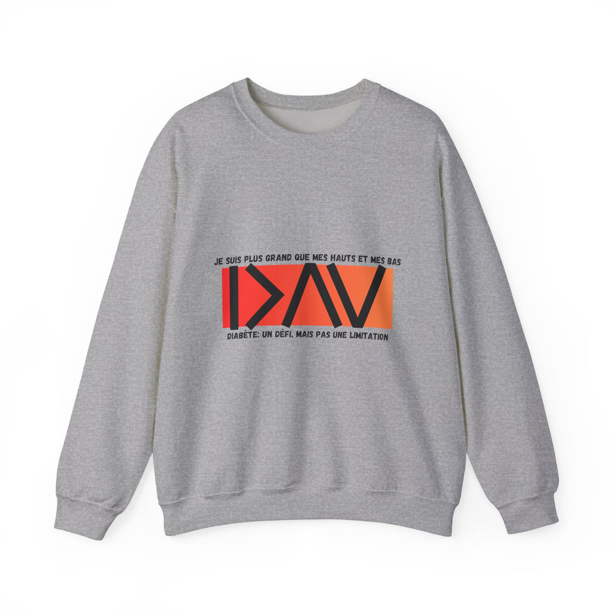 The Diabuddies Store Greater than (French/Orange) - Unisex Sweatshirt Greater than (French/Orange) - Unisex Sweatshirt: Rise above and wrap yourself in strength with the "Greater Than (French/Orange)" Unisex Sweatshirt! Sweatshirts $35.70