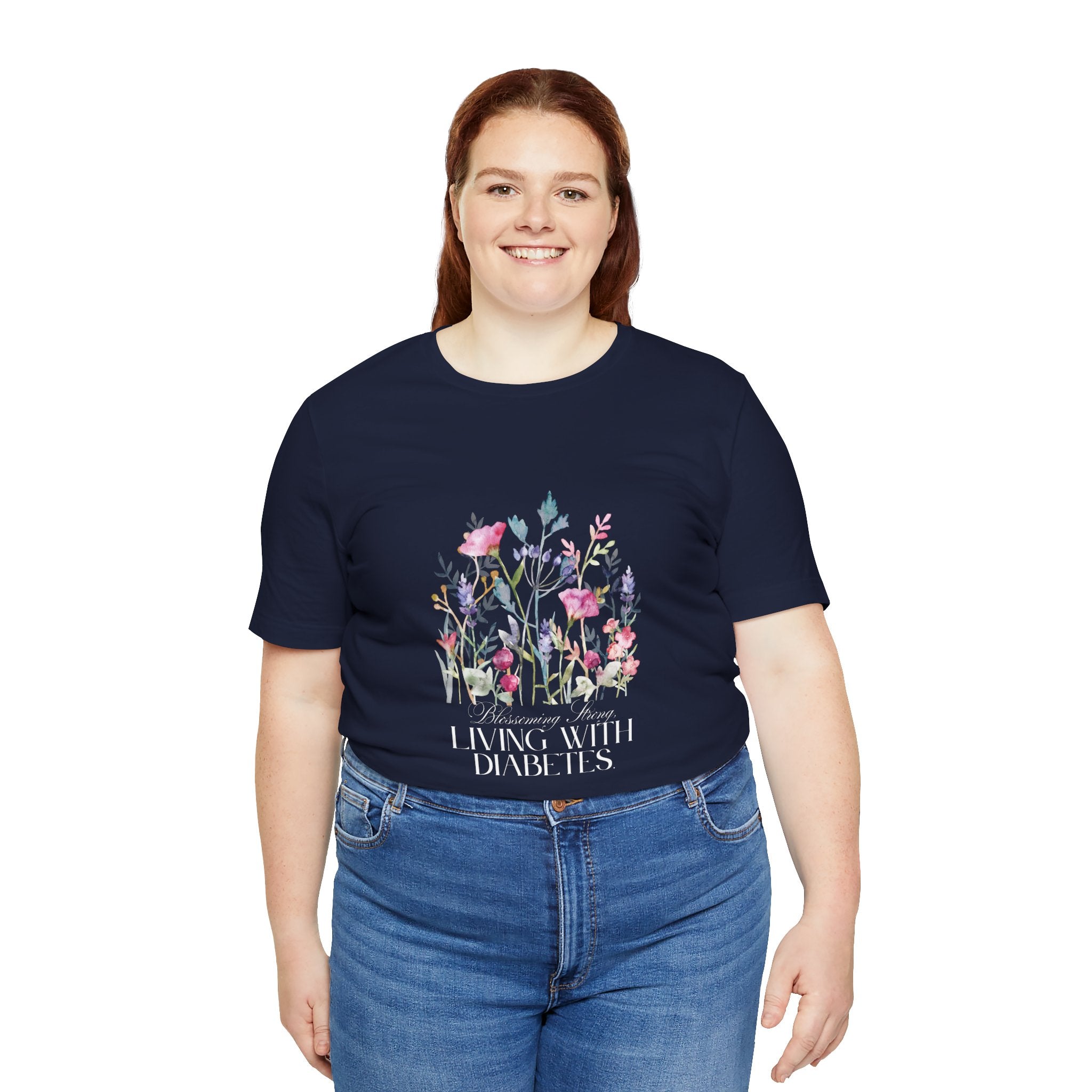 The Diabuddies Store Blossoming Strong, Living with Diabetes. - Unisex Tee Blossoming Strong, Living with Diabetes. - Unisex Tee: Wear your strength proudly! Our "Blossoming Strong, Living with Diabetes" Unisex Tee is a beautiful reminder of your inner po