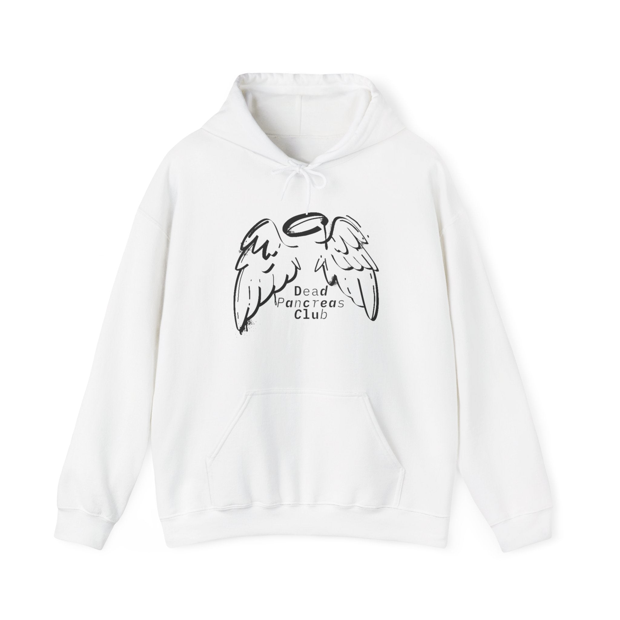 The Diabuddies Store Dead Pancreas Club (Angel Wings) - Unisex Hoodie Dead Pancreas Club (Angel Wings) - Unisex Hoodie: Join the club and wrap yourself in cozy defiance! This warm and uniquely designed hoodie offers a raw, honest, and darkly humorous take