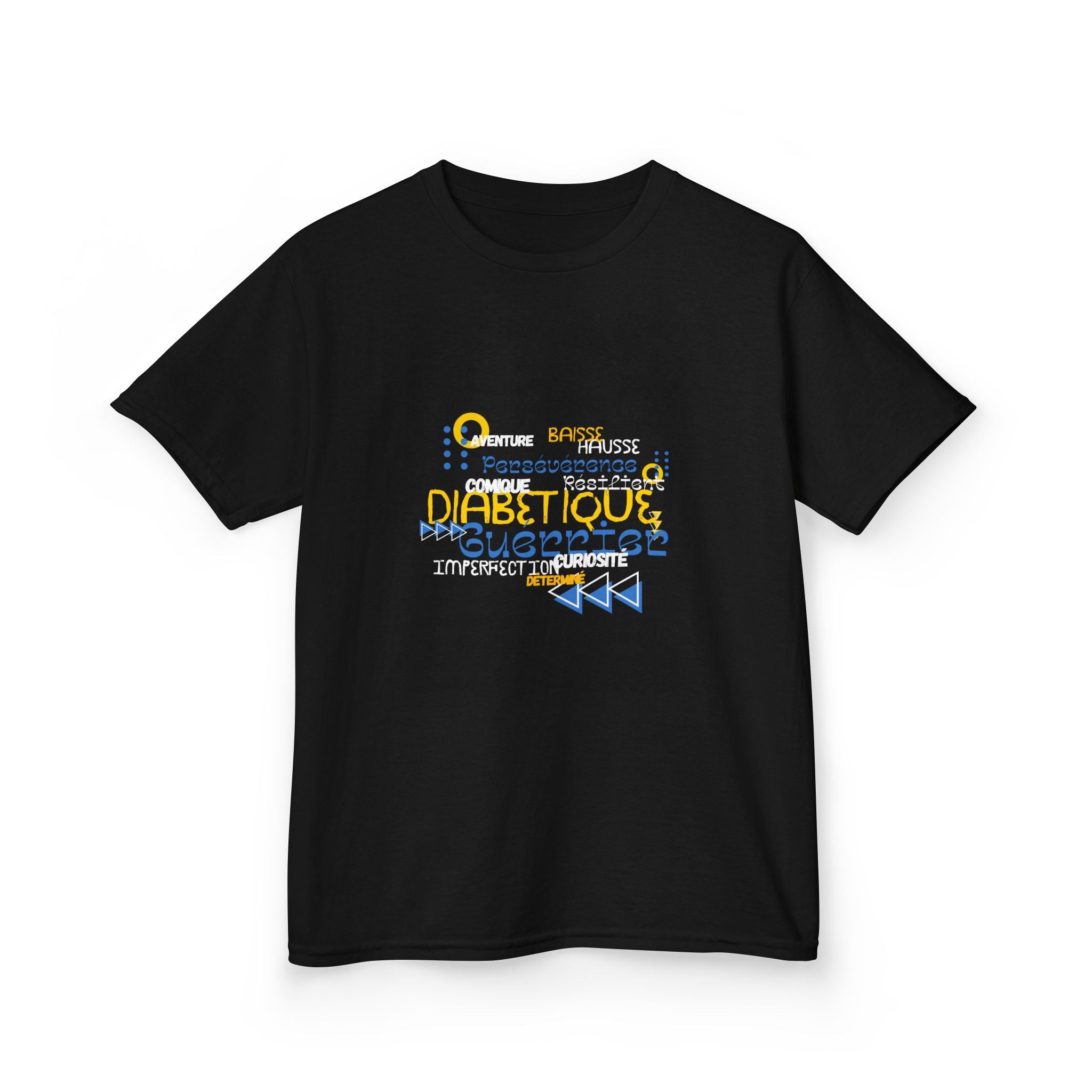The Diabuddies Store Uplifted & Unleashed (French) - Kids Tee Uplifted & Unleashed (French) - Kids Tee: Embrace your strength, defy the odds. The "Uplifted & Unleashed" Kids Tee is more than just a Tee; it's a vibrant testament to the diabetic warrior wit