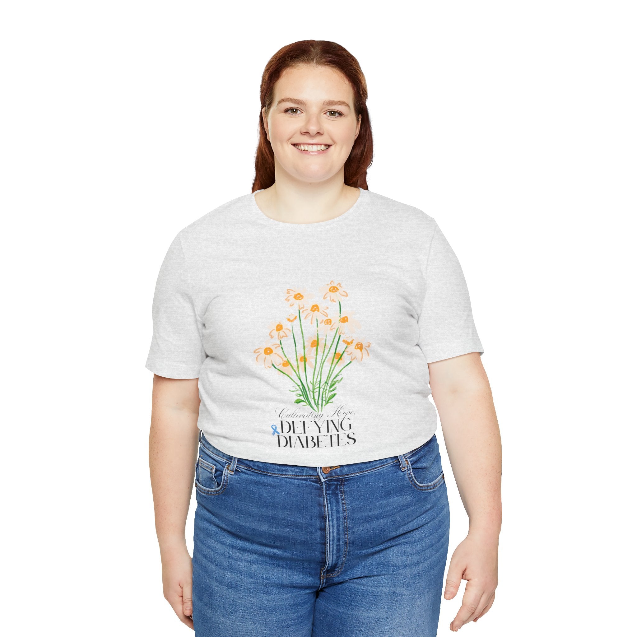 The Diabuddies Store Cultivating Hope, Defying Diabetes - Unisex Tee Cultivating Hope, Defying Diabetes - Unisex Tee: Wear your message of strength! Our "Cultivating Hope, Defying Diabetes" Unisex Tee is more than just a comfortable shirt; it's a powerful