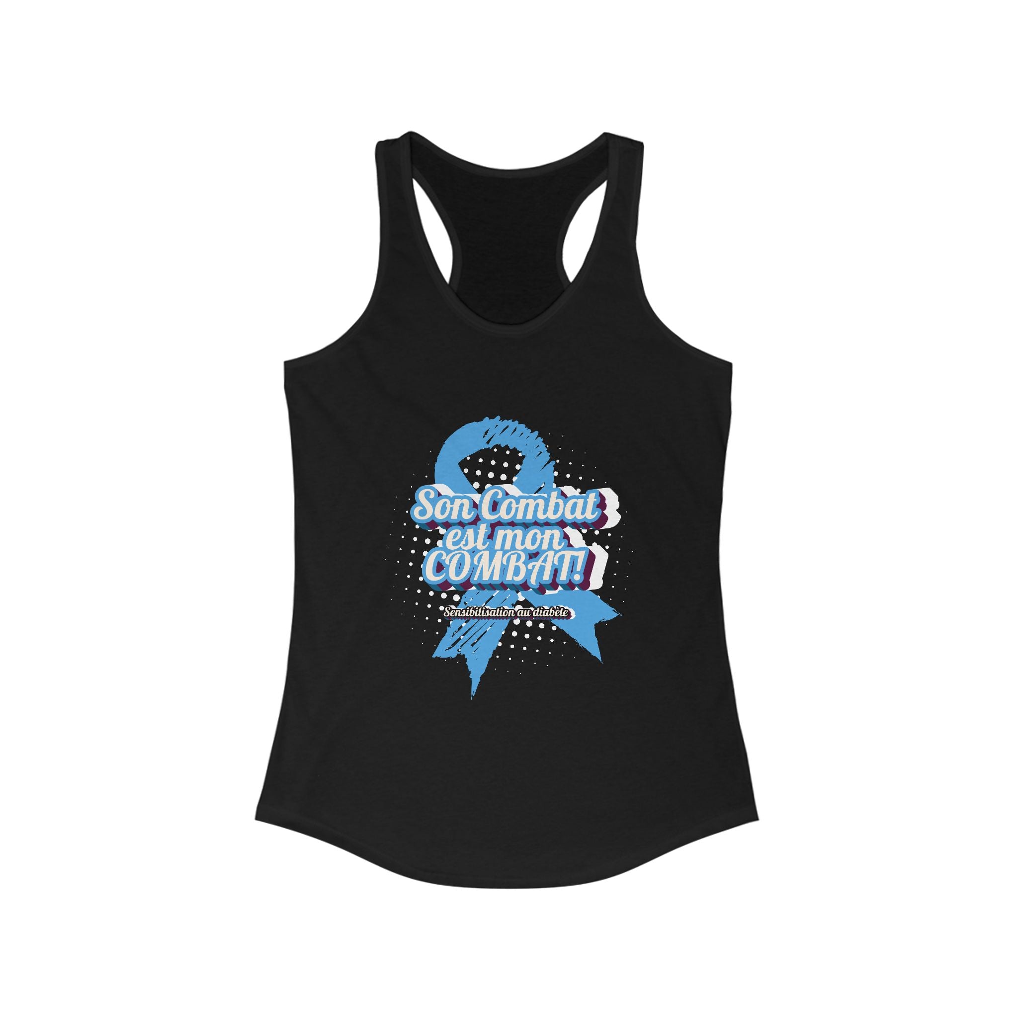Her fight is my Fight! (French in Blue) Racerback Tank The Diabuddies Store Tank Tops $19.96