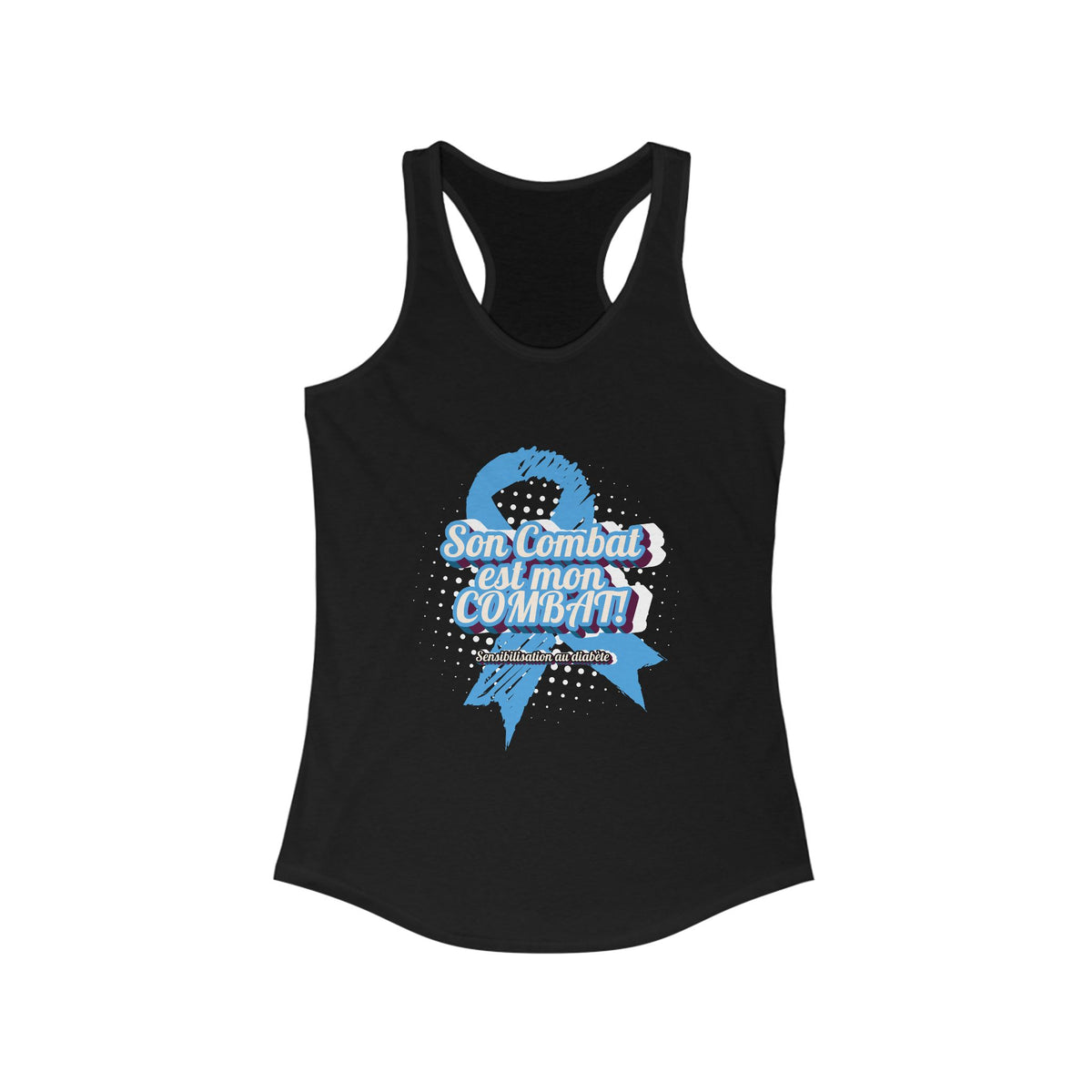Her fight is my Fight! (French in Blue) Racerback Tank The Diabuddies Store Tank Tops $19.96