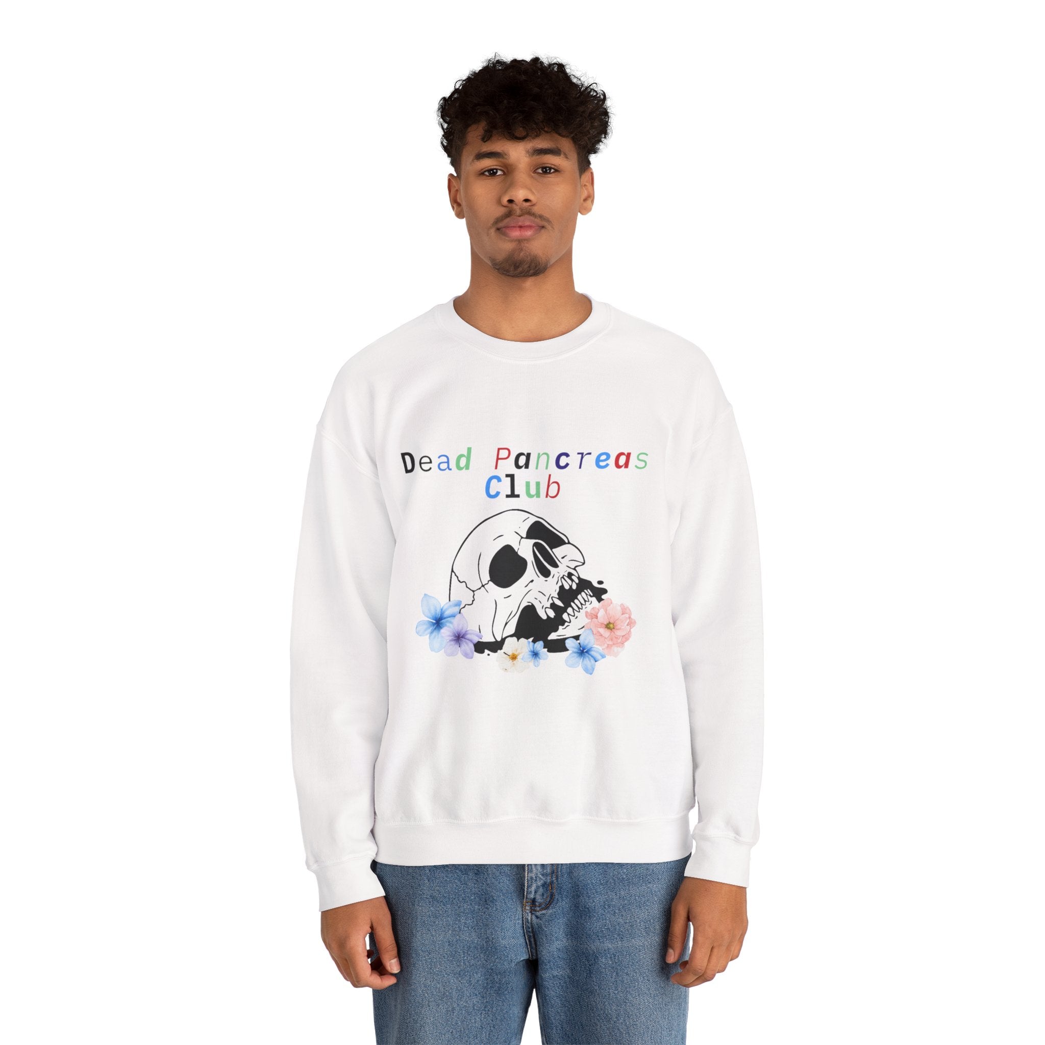 Skull & Flowers, Dead Pancreas Club - Unisex Sweatshirt The Diabuddies Store Sweatshirts $35.70
