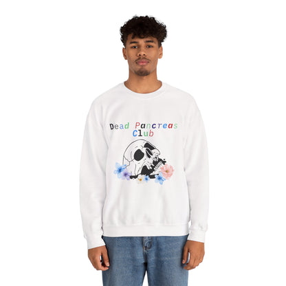Skull & Flowers, Dead Pancreas Club - Unisex Sweatshirt The Diabuddies Store Sweatshirts $35.70