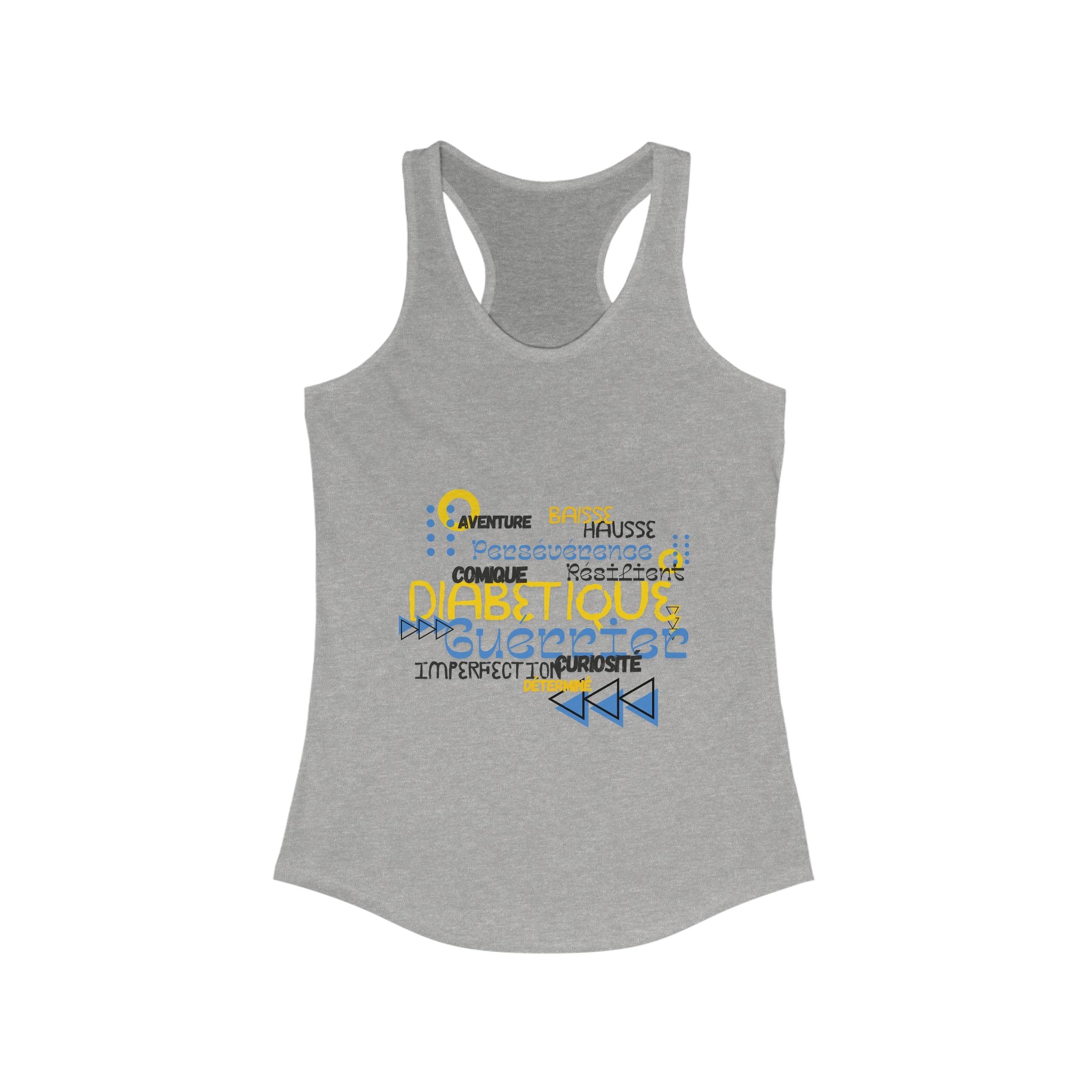The Diabuddies Store Uplifted & Unleashed (French) - Racerback Tank Uplifted & Unleashed (French) - Racerback Tank: Embrace your strength, defy the odds. The "Uplifted & Unleashed" tank is more than just a tank; it's a vibrant testament to the diabetic wa