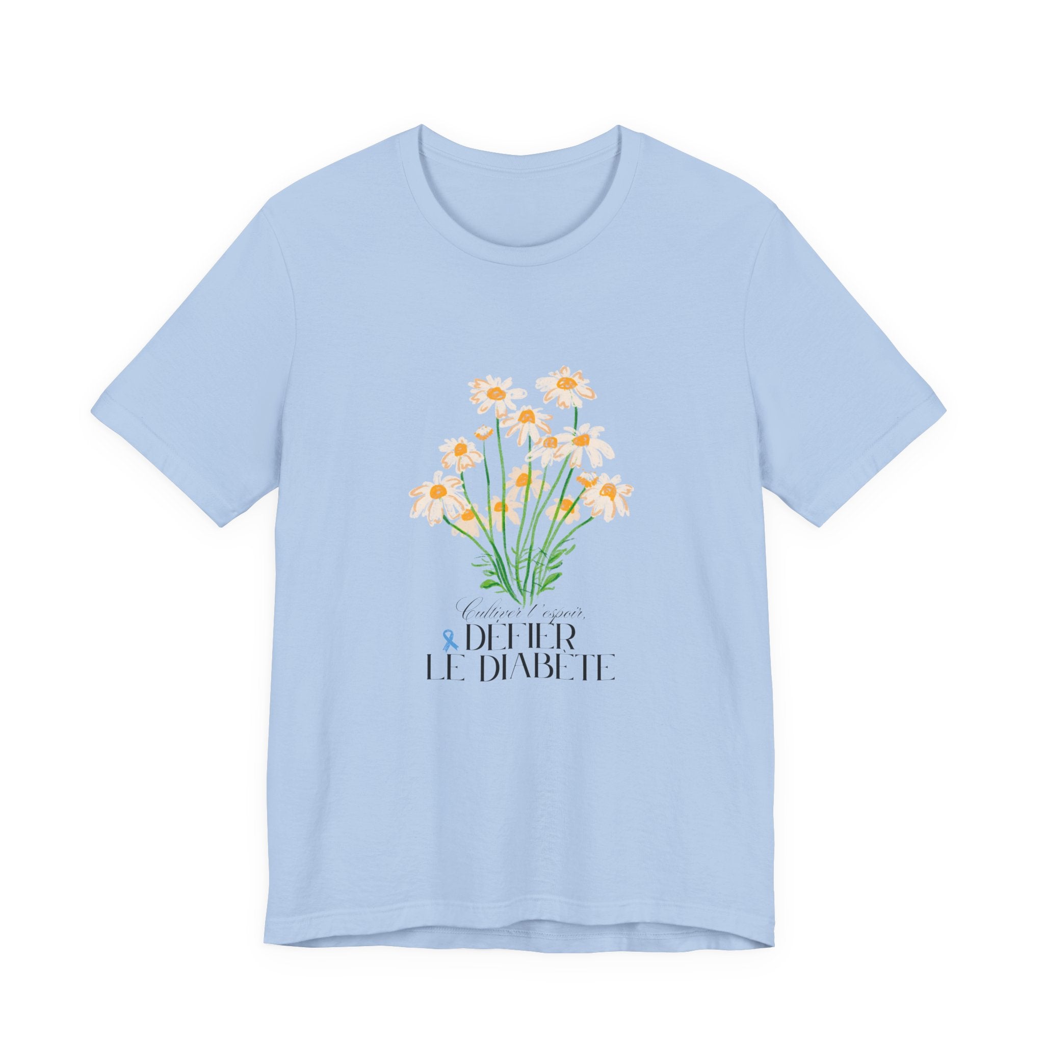 The Diabuddies Store Cultivating Hope, Defying Diabetes (French) - Unisex Tee Cultivating Hope, Defying Diabetes (French) - Unisex Tee: Wear your message of strength! Our "Cultivé l'espoir, Défié le diabète" Unisex Tee is more than just a comfortable shir