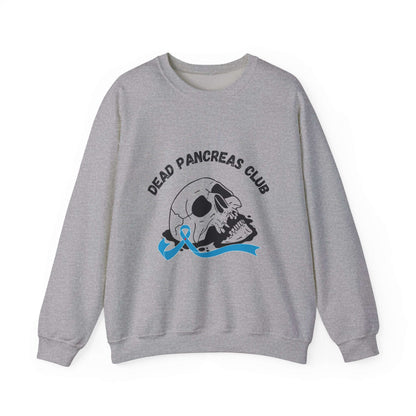 The Diabuddies Store Skull & Blue Ribbon, Dead Pancreas Club - Sweatshirt Skull & Blue Ribbon, Dead Pancreas Club - Sweatshirt: EMake a powerful statement with our Skull & Blue Ribbon, Dead Pancreas Club Unisex Sweatshirt. This bold design merges an edgy