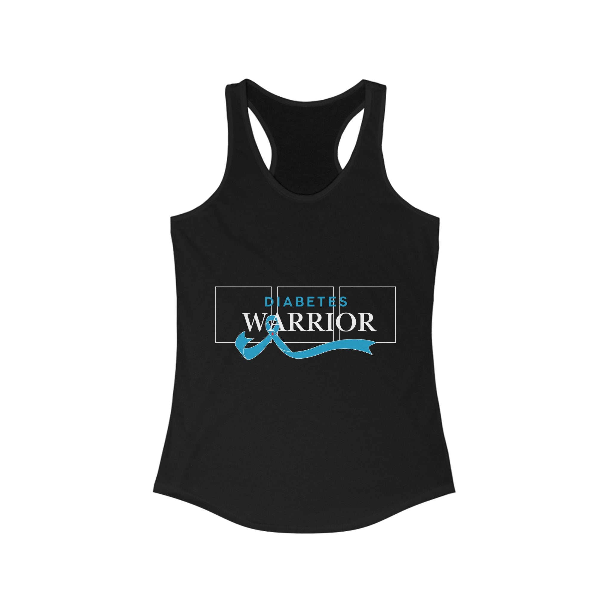 Diabetes Warrior & Blue Ribbon - Racerback Tank The Diabuddies Store Tank Tops $19.96