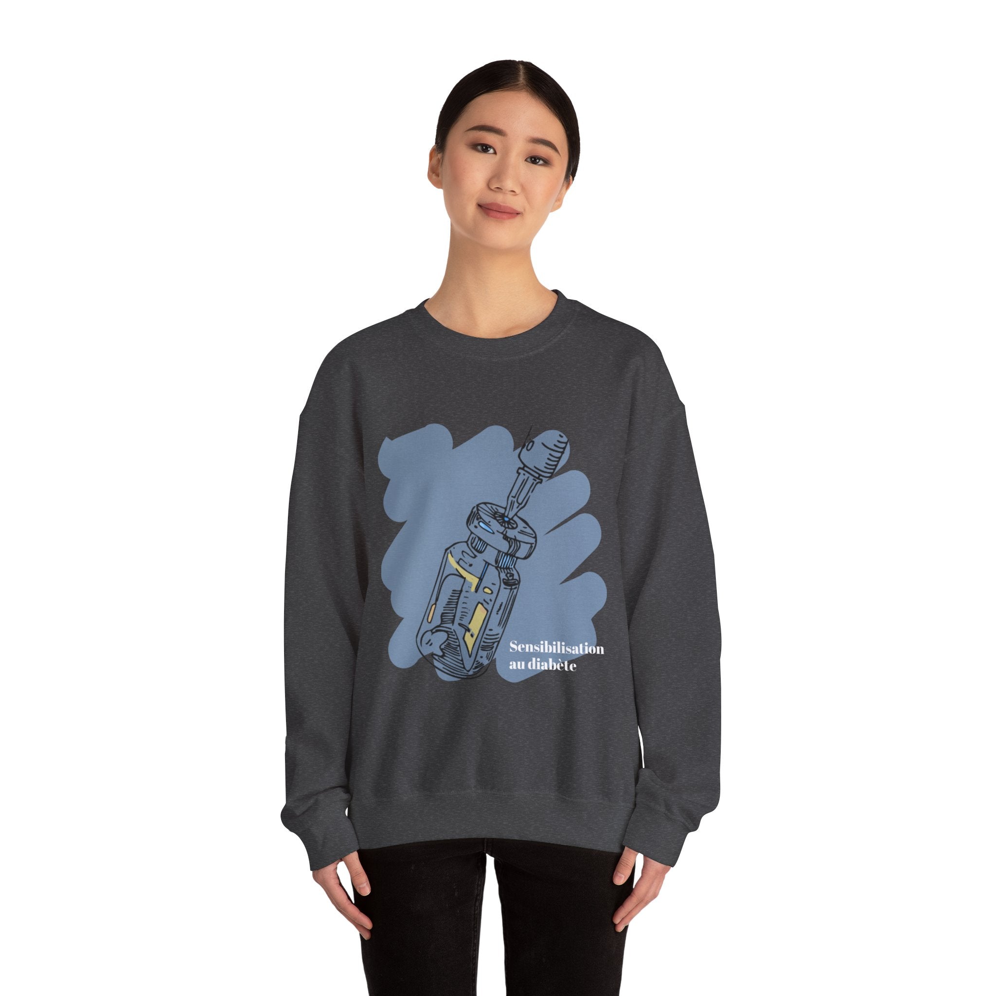 Insulin Vial Diabetes Awareness (French) Sweatshirt The Diabuddies Store Sweatshirts $32.95