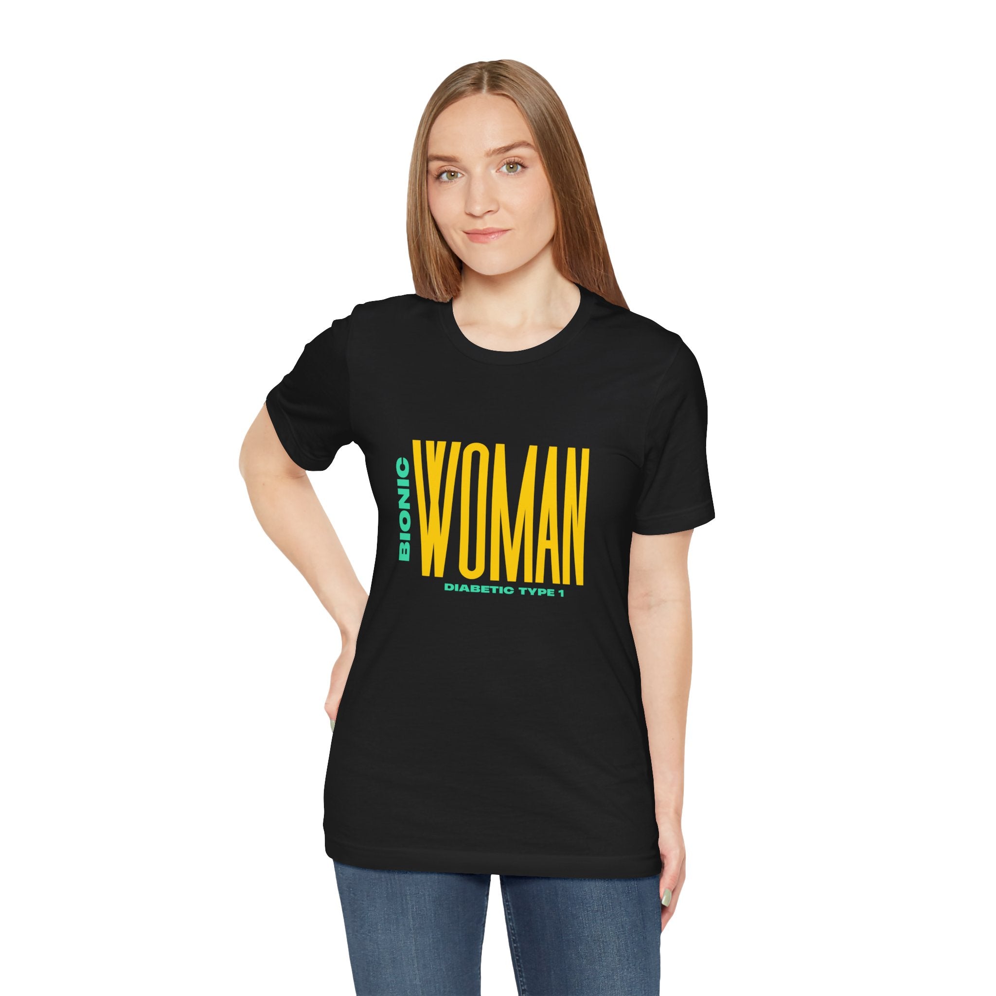 The Diabuddies Store Bionic Woman (Diabetes) - Unisex Tee Bionic Woman (Diabetes) - Unisex Tee: Unleash your inner Bionic strength! This Unisex Tee is a powerful statement of resilience, strength, and modern-day heroism for anyone living with Type 1 Diabe