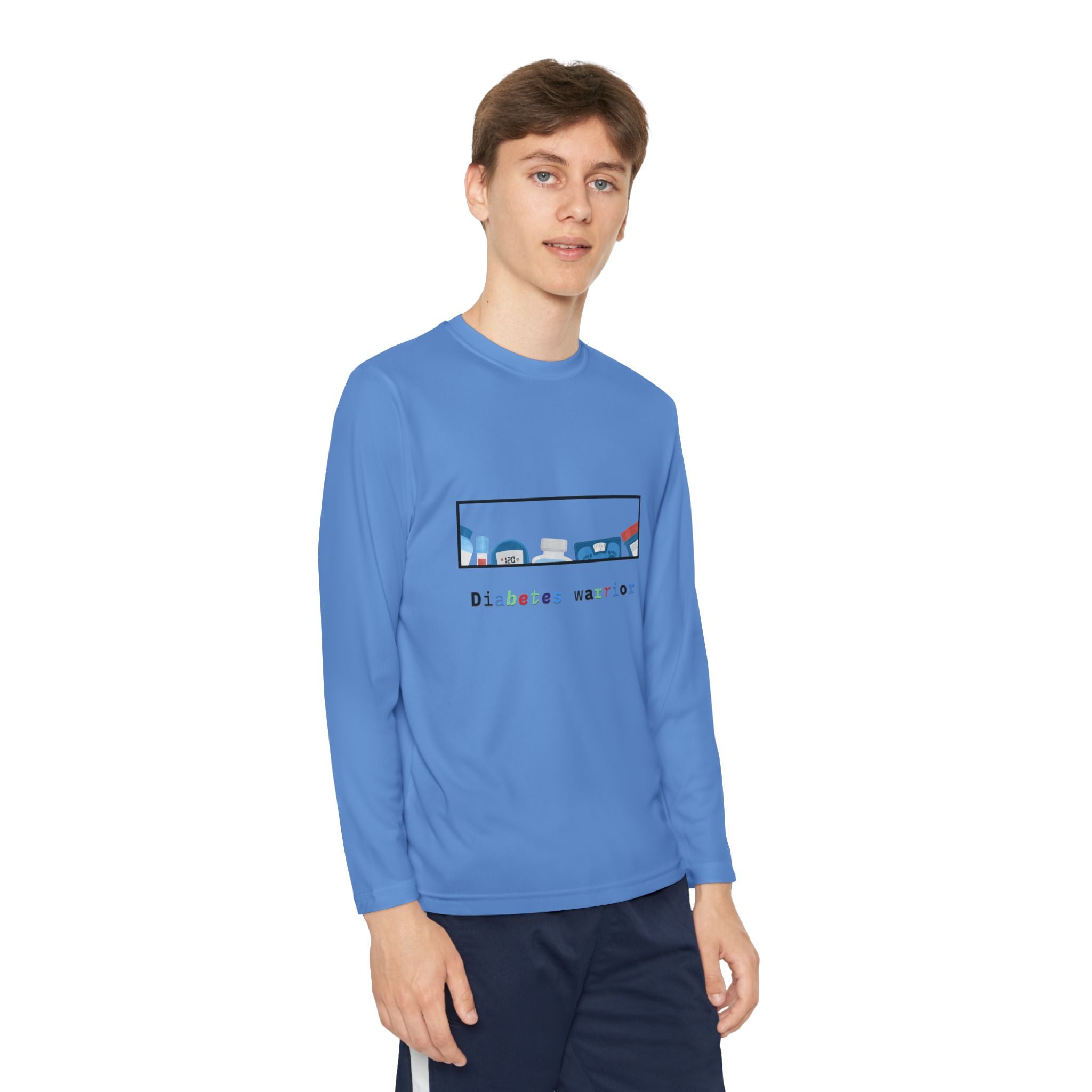 Diabetes Warrior w/supplies - Youth Longsleeve Tee The Diabuddies Store T-Shirts $23.44