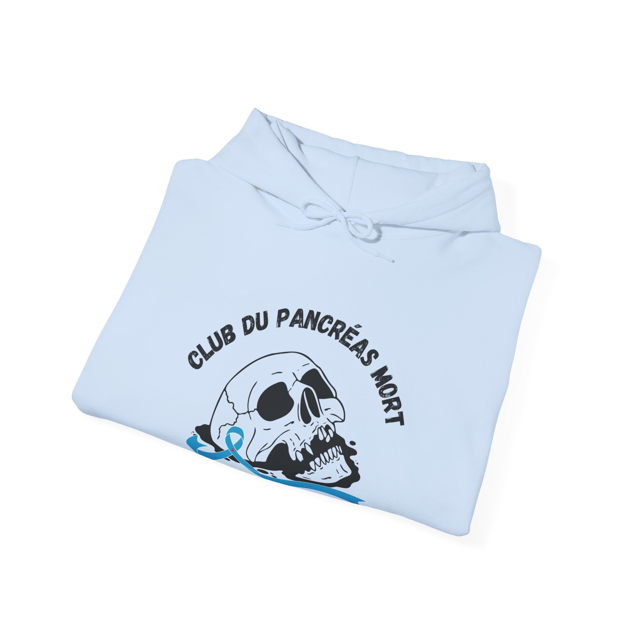 Skull & Blue Ribbon Dead Pancreas Club (French) Hoodie The Diabuddies Store Hoodies $32.41