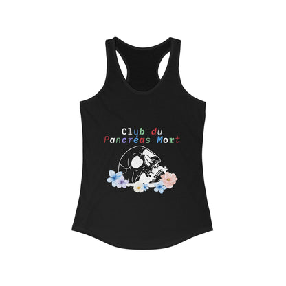 Skull & Flowers, Dead Pancreas Club (French) Racerback Tank The Diabuddies Store Tank Tops $19.96