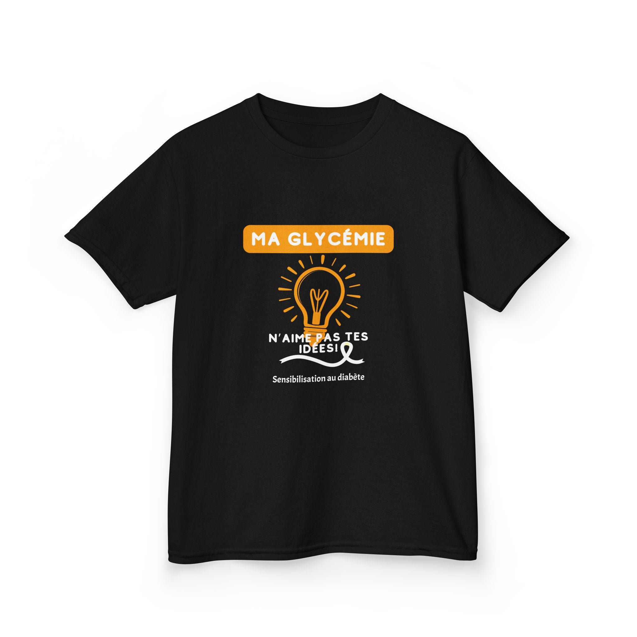 The Diabuddies Store My Blood Sugar Doesn't Agree (French) - Kids Tee My Blood Sugar Doesn't Agree (French) - Kids Tee: A humorous tee for the little warrior in your life. This "Ma glycémie n'aime pas tes idées" Kids' French Tee is a fun and relatable way