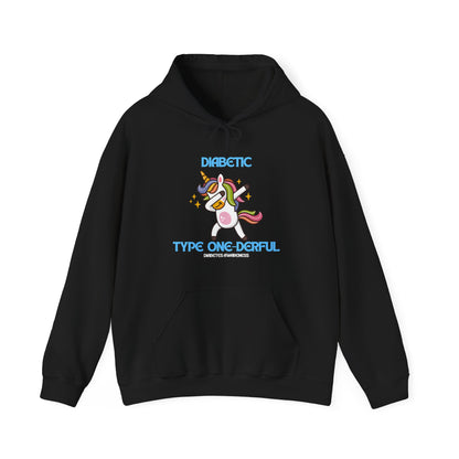 The Diabuddies Store Type One-derful - Unisex Hoodie Type One-derful - Unisex Hoodie: Uniquely Strong, Absolutely Wonderful. Embrace your journey with pride! Our "Type One-derful" tee is a joyful and empowering tribute to everyone living with Type 1 diabe