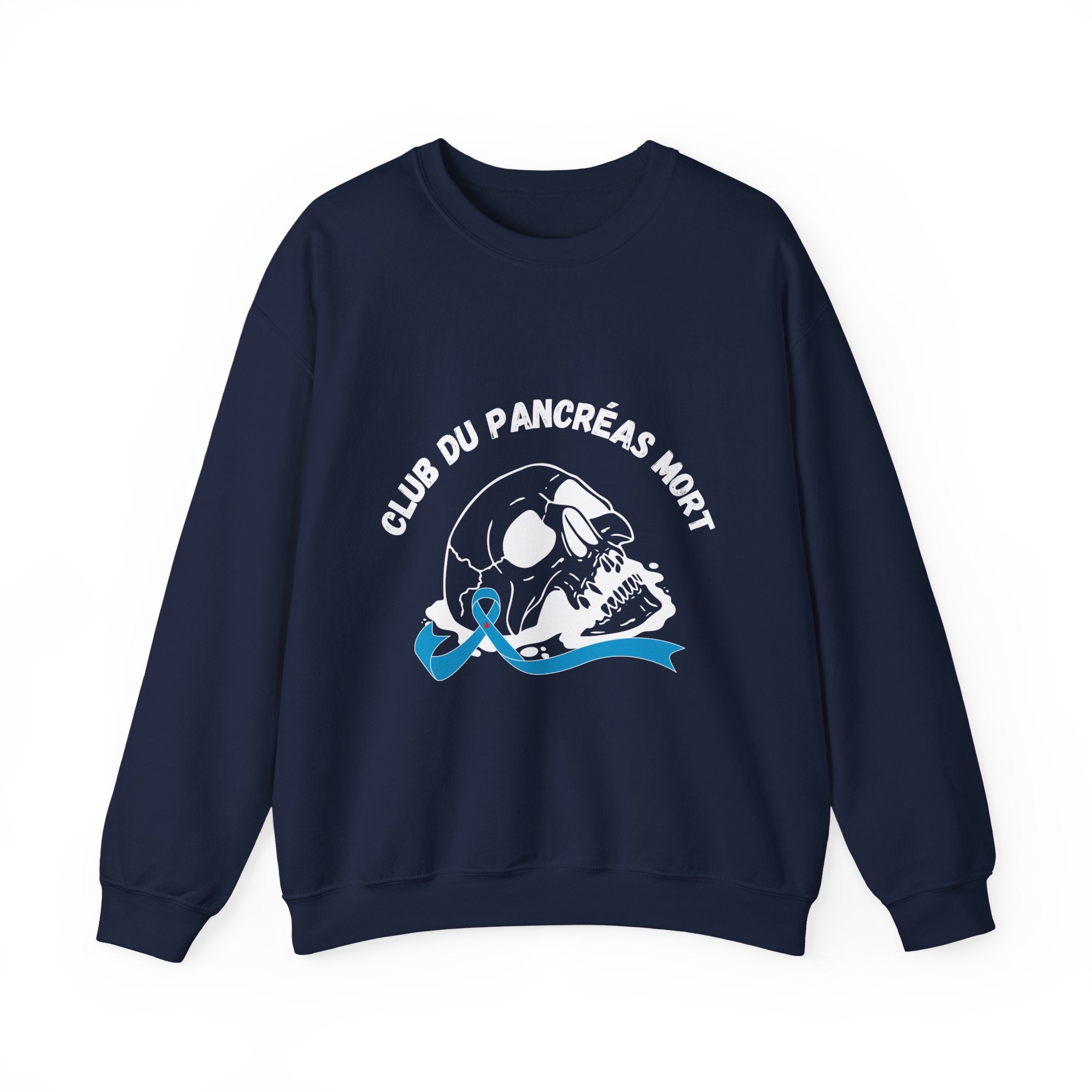 Skull & Blue Ribbon, Dead Pancreas Club (French) Sweatshirt The Diabuddies Store Sweatshirts $35.70