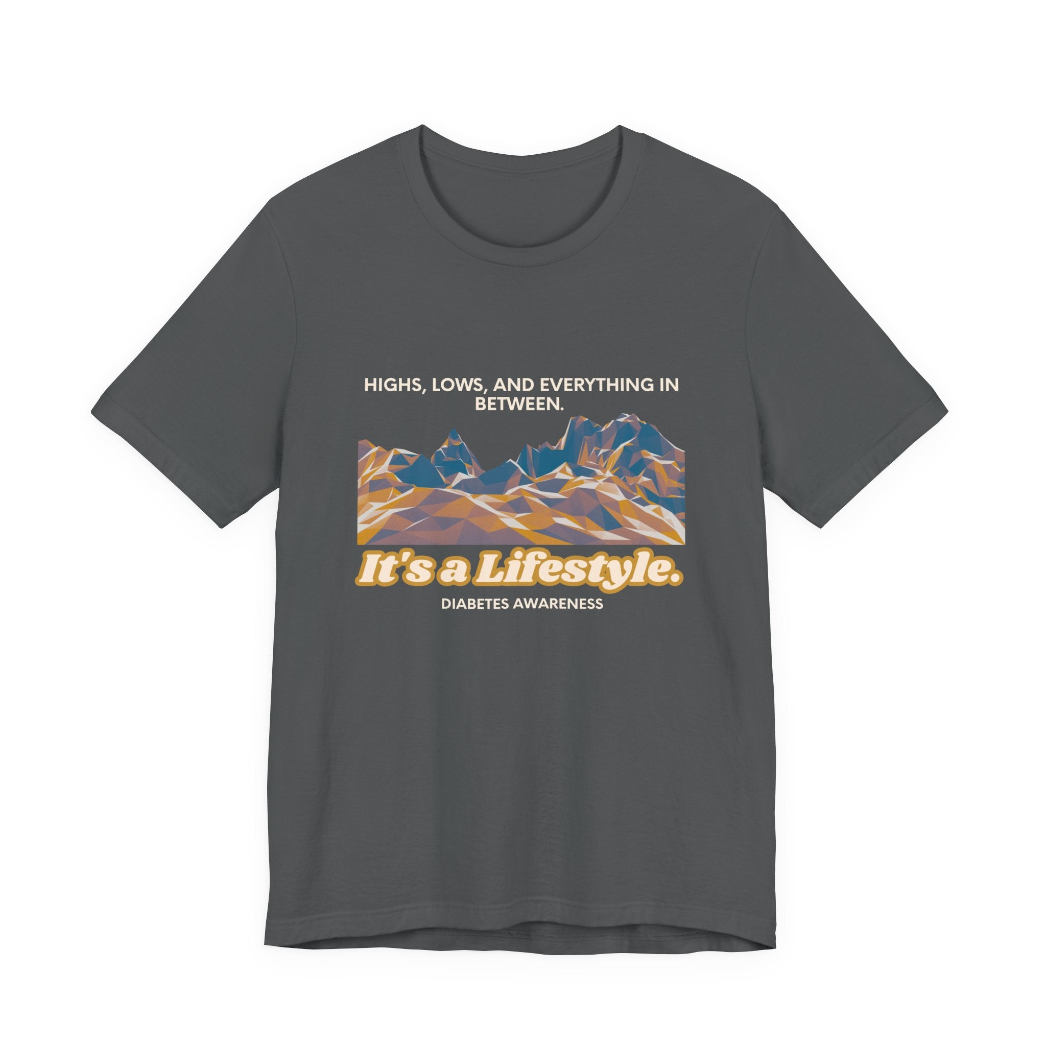 The Diabuddies Store Highs, Lows, and Everything in Between - Unisex Tee Life's a rollercoaster, and this tee gets it! Our "Highs, Lows, and Everything in Between" shirt is for anyone who embraces the wild ride of life, with all its ups, downs, and unexpe