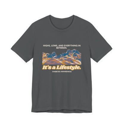 The Diabuddies Store Highs, Lows, and Everything in Between - Unisex Tee Life's a rollercoaster, and this tee gets it! Our "Highs, Lows, and Everything in Between" shirt is for anyone who embraces the wild ride of life, with all its ups, downs, and unexpe