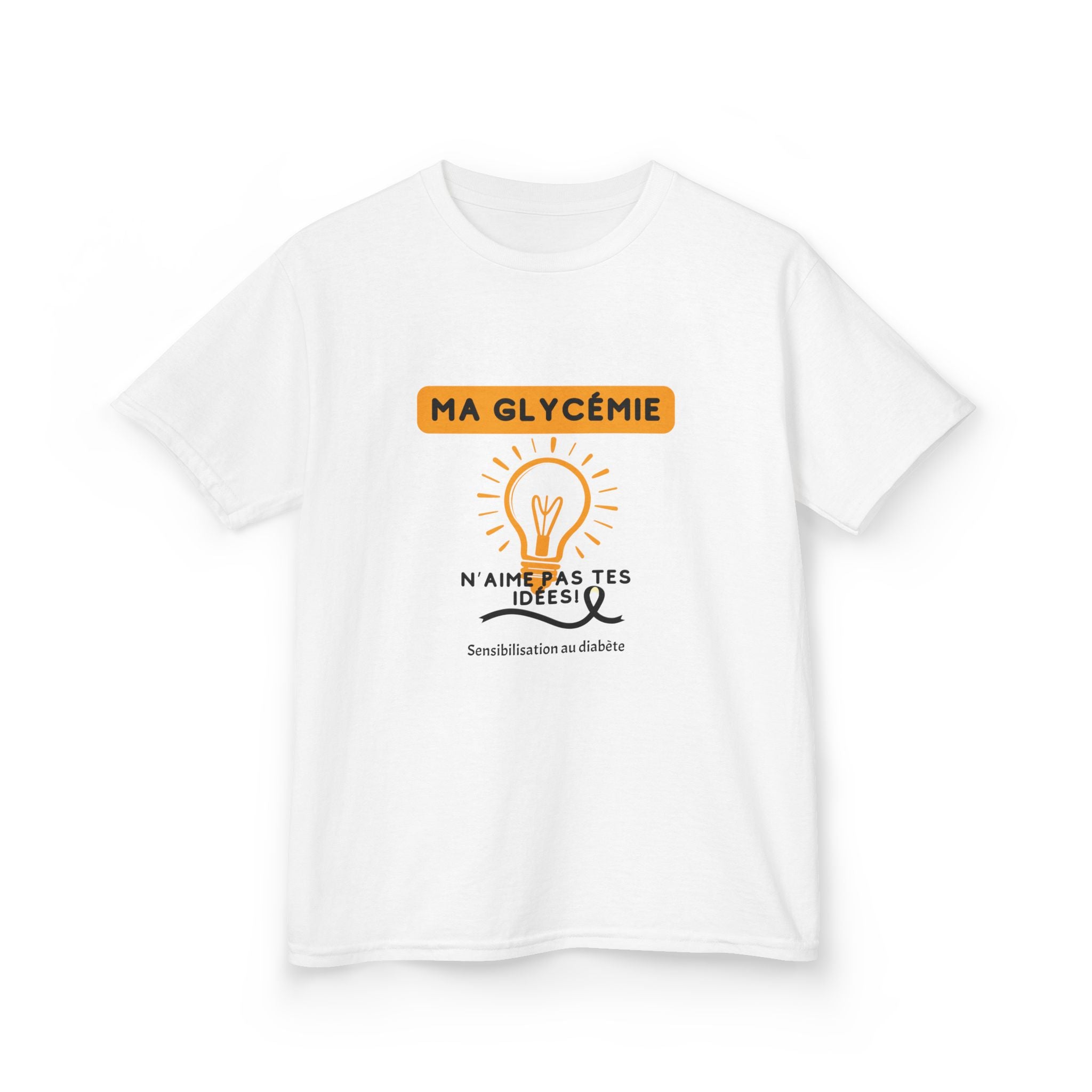 The Diabuddies Store My Blood Sugar Doesn't Agree (French) - Kids Tee My Blood Sugar Doesn't Agree (French) - Kids Tee: A humorous tee for the little warrior in your life. This "Ma glycémie n'aime pas tes idées" Kids' French Tee is a fun and relatable way