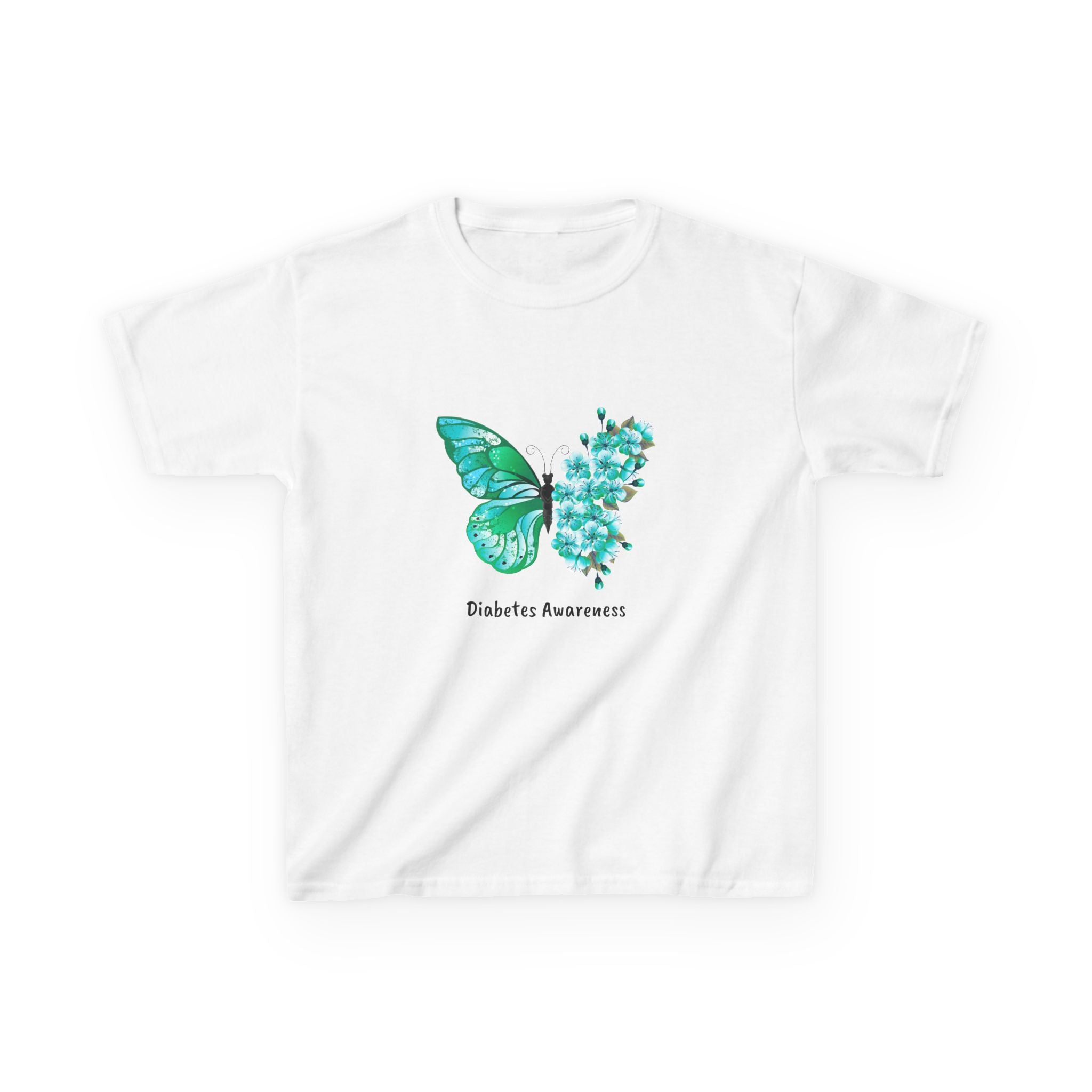 Green Butterfly & Flowers - Kids Tee The Diabuddies Store T-Shirts $18.48
