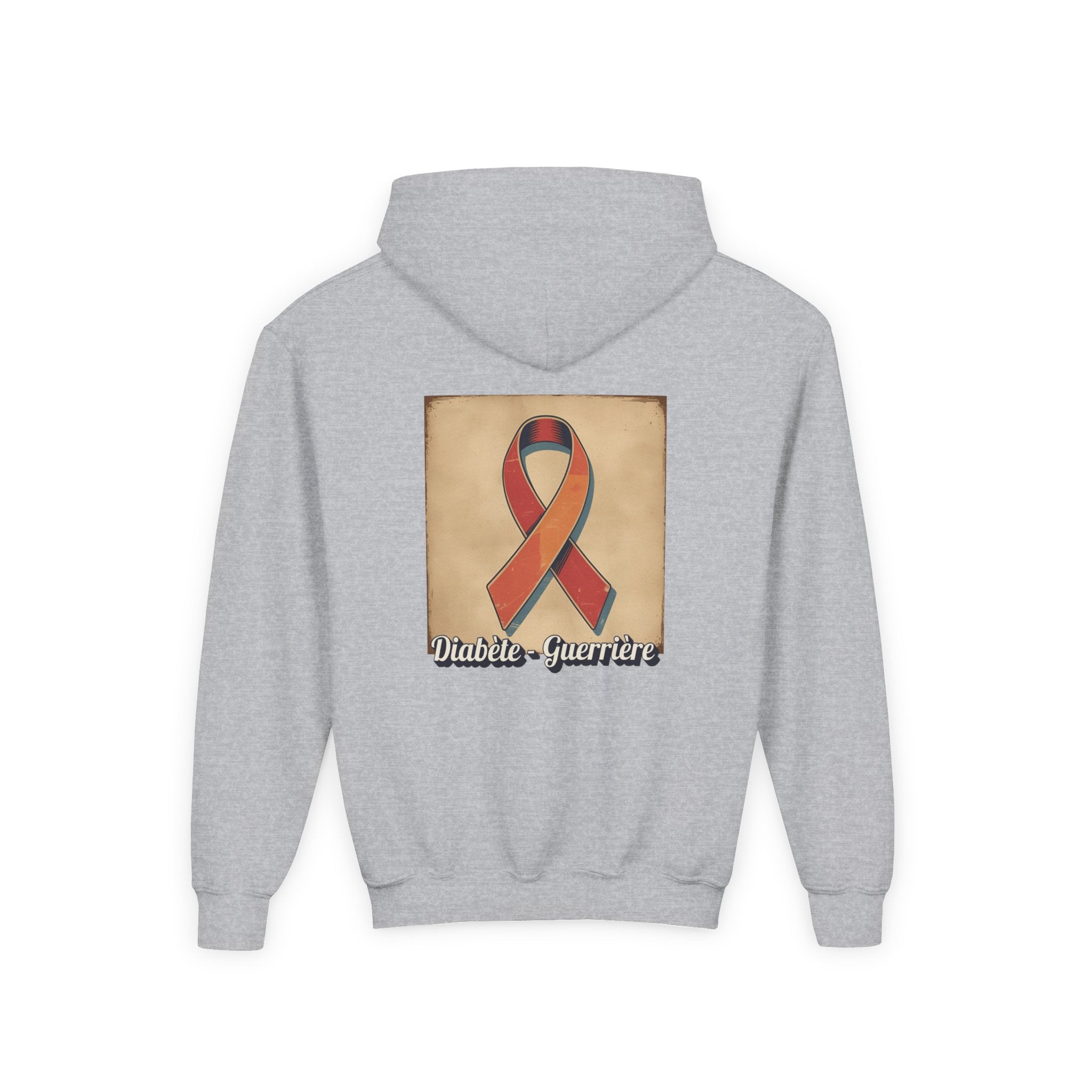 The Diabuddies Store Diabetes Warrior, Retro Look French - Guerrière Youth Hoodie Diabetes Warrior, Retro Look French - Guerrière Youth Hoodie: Let your young one show off their strength and style with our "Diabète -Guerrière" Retro Look" French Youth Hoo