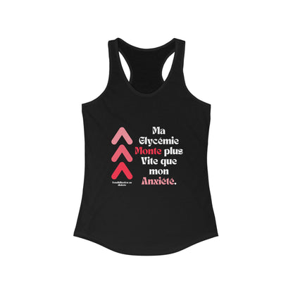 The Diabuddies Store Spiking Faster Than My Anxiety (French) - Racerback Tank Spiking Faster Than My Anxiety (French) - Racerback Tank: Get ready to make a statement without saying a word. Our "Ma glycémie monte plus vite que mon anxiété" French tank is f