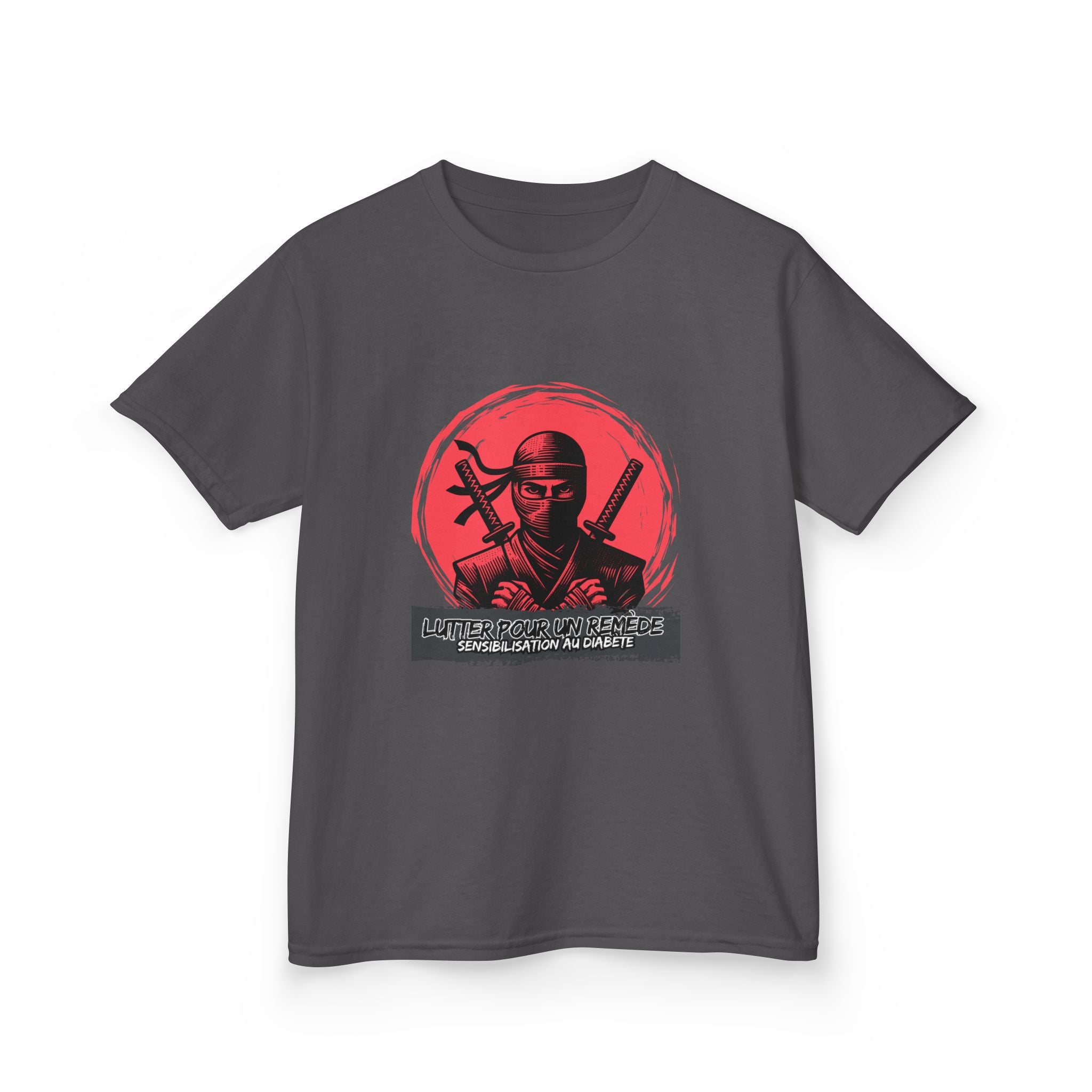 The Diabuddies Store Fighting for a Cure w/Ninja (French) - Kids Tee Fighting for a Cure w/Ninja (French) - Kids Tee: This soft and comfortable tee is a perfect way for your child to show their support in a fun and empowering way. It features an awesome n