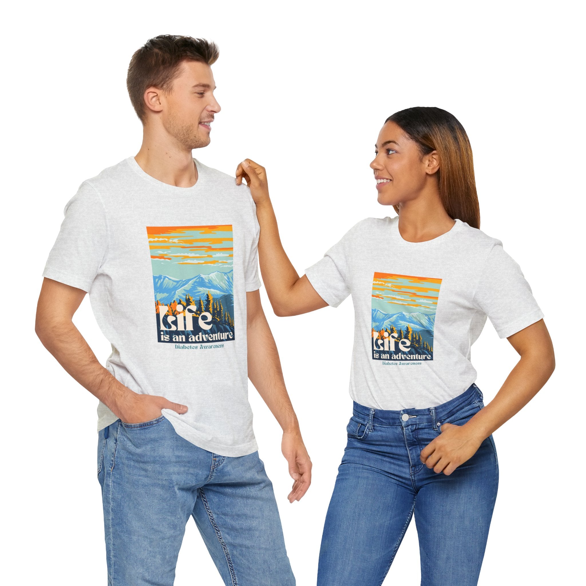 The Diabuddies Store Life is an Adventure, Mountains - Unisex Tee Life is an Adventure, Mountains - Unisex Tee: Soul in the outdoors? This tee's for you! Embrace nature's call, from peaks to trails. Your adventure starts here. T-Shirts $22.50