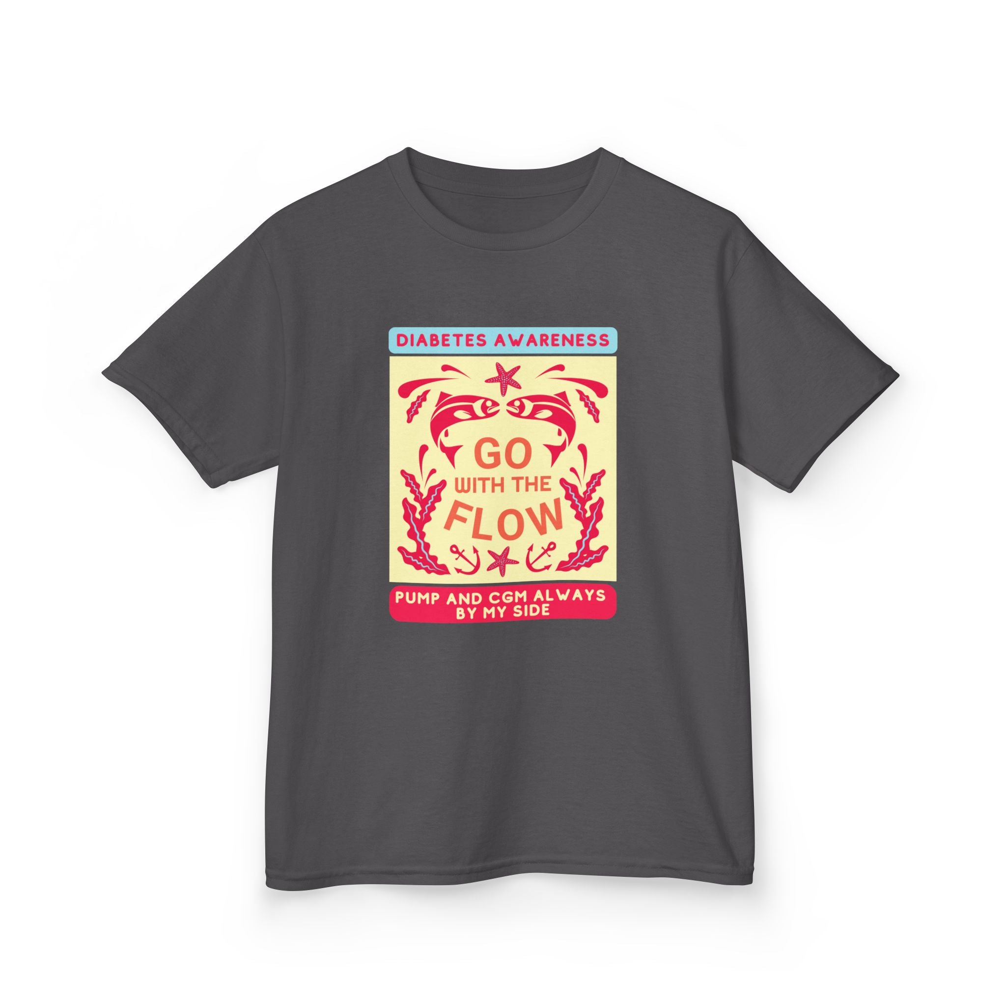 The Diabuddies Store Go with the Flow - Kids Tee Go with the Flow - Kids Tee: Embrace your journey with confidence in our vibrant "Go with the Flow" kids Tee. Engineered for those who live with a pump and CGM, this tank ensures your devices are always wit
