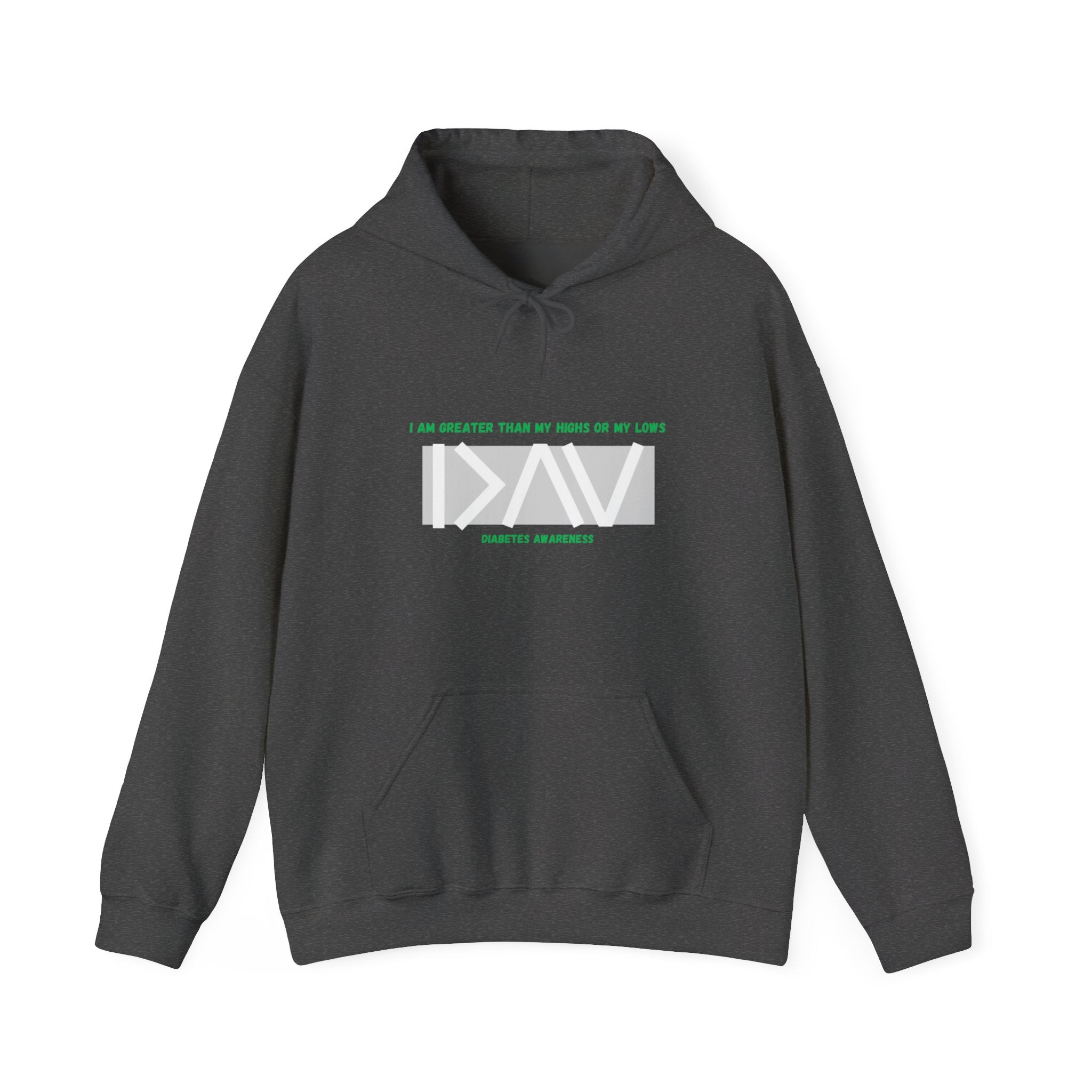 The Diabuddies Store Greater Than (Grey & Green) - Unisex Hoodie Greater Than (Grey & Green) - Unisex Hoodie: You are always greater than your challenges. Our Hoodie, featuring a stylish grey with vibrant green accents, is more than just comfortable appar