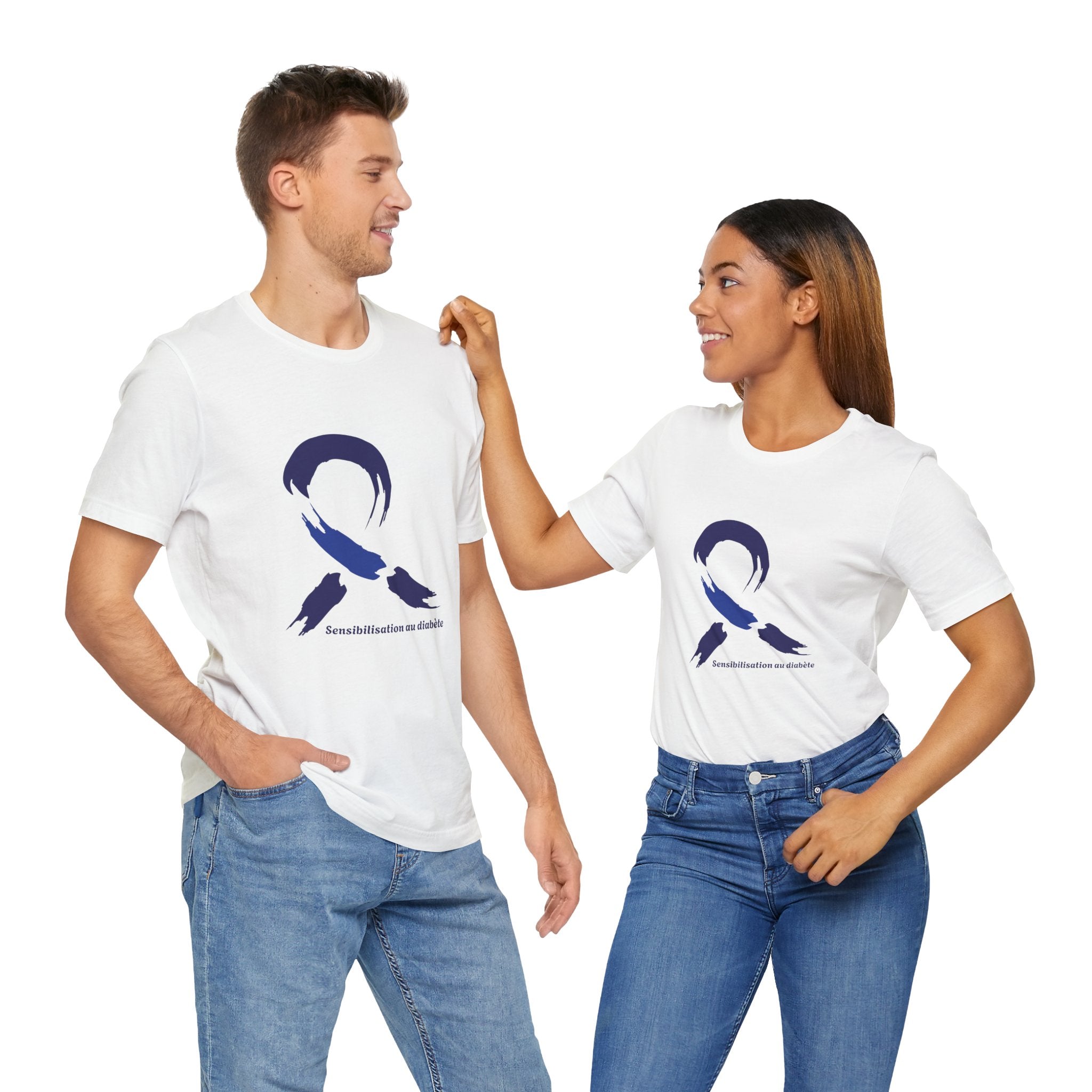 Diabetes Awareness Blue Ribbon (French) Unisex Tee The Diabuddies Store T-Shirts $30.27