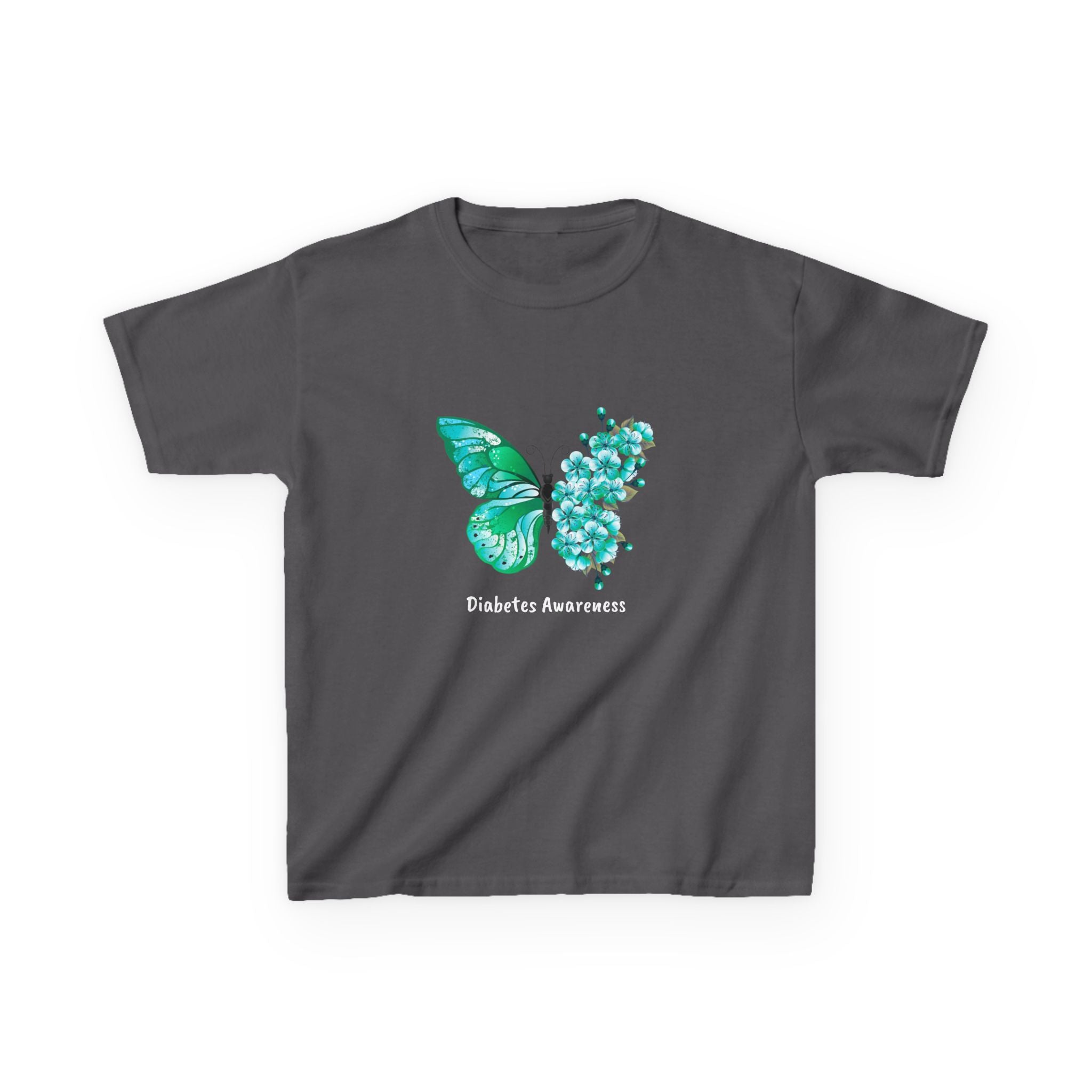 Green Butterfly & Flowers - Kids Tee The Diabuddies Store T-Shirts $19.22