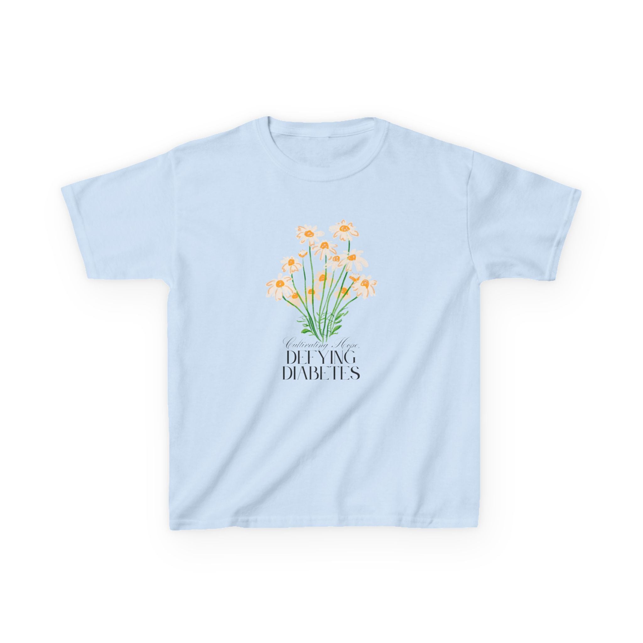 The Diabuddies Store Cultivating Hope, Defying Diabetes - Kids Tee Cultivating Hope, Defying Diabetes - Kids Tee: Wear your message of strength! This tee is a powerful statement of resilience and optimism for kids. T-Shirts $19.22