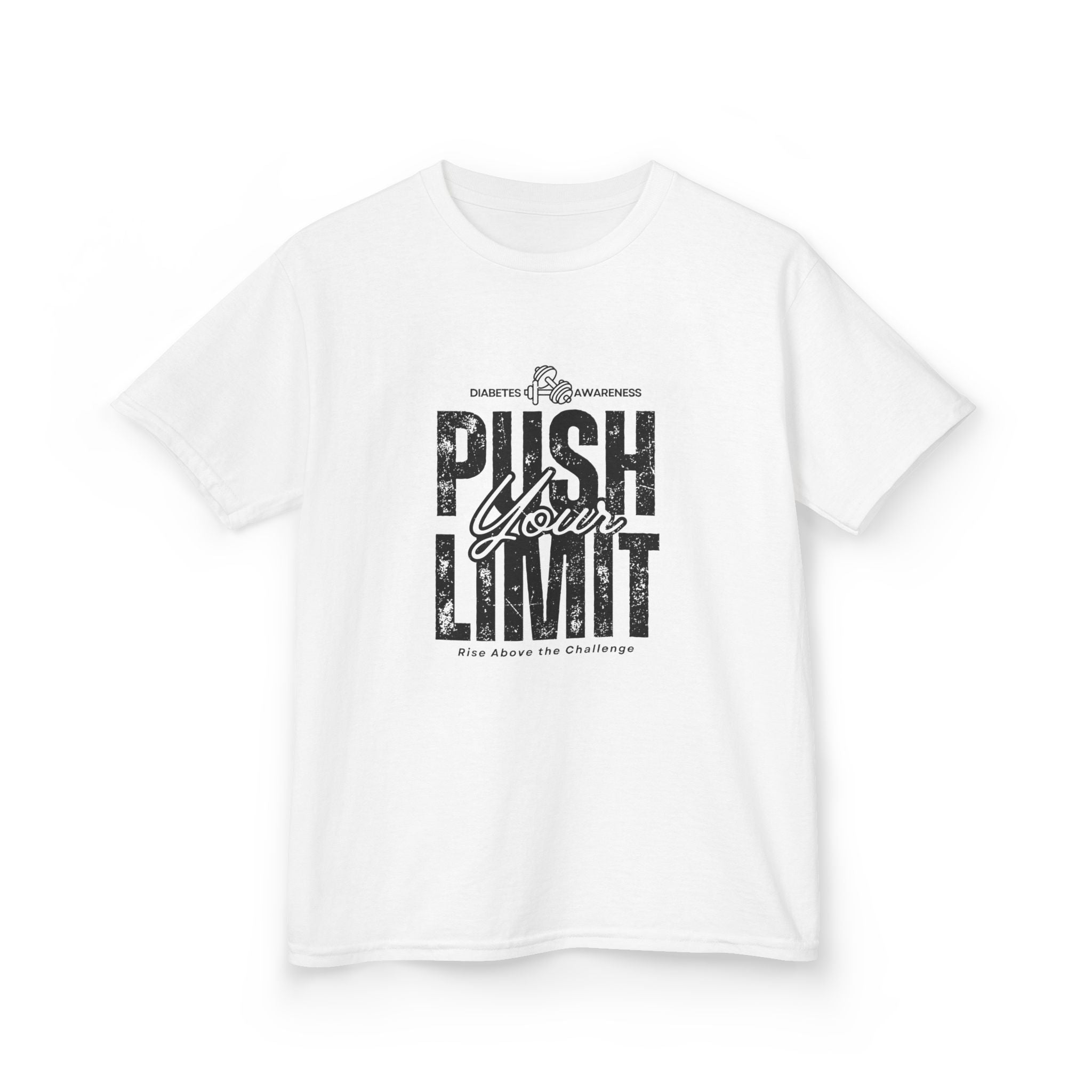 The Diabuddies Store Push Your Limit! (Diabetes) - kids Tee Push Your Limit! (Diabetes) - kids Tee: Ready to push your limit? This awesome "Push Your Limit!" tee is for super kids who love to try new things and grow stronger every day! It's a cool reminde