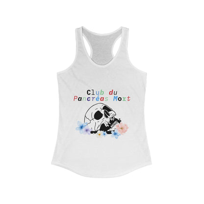 Skull & Flowers, Dead Pancreas Club (French) Racerback Tank The Diabuddies Store Tank Tops $19.96