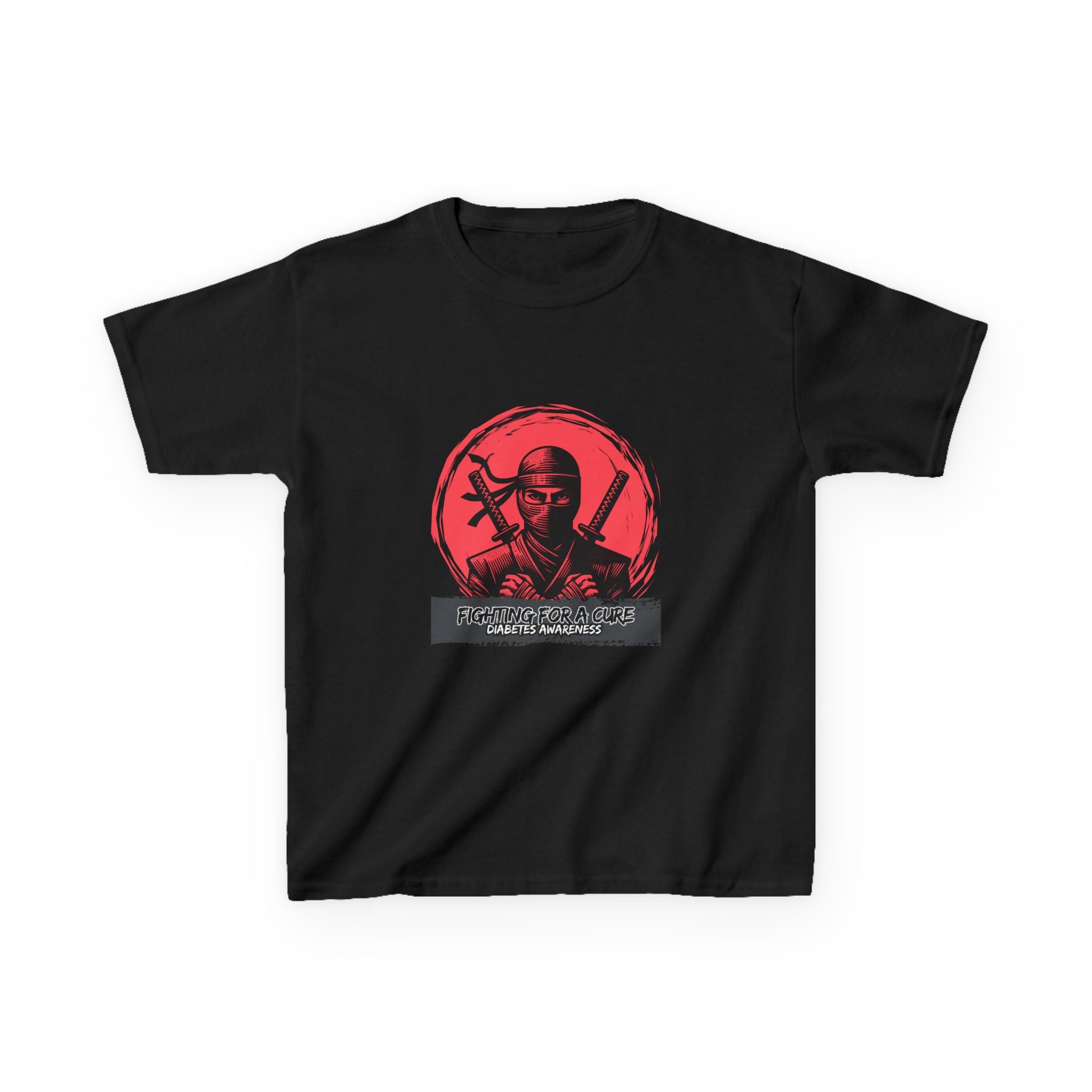 The Diabuddies Store Fighting for a Cure w/Ninja - Kids Tee Fighting for a Cure w/Ninja - Kids Tee: A soft, comfortable tee with a cool ninja ready for battle. A fun and empowering way for your child to show support! T-Shirts Kids clothes Birthday Gift Ki