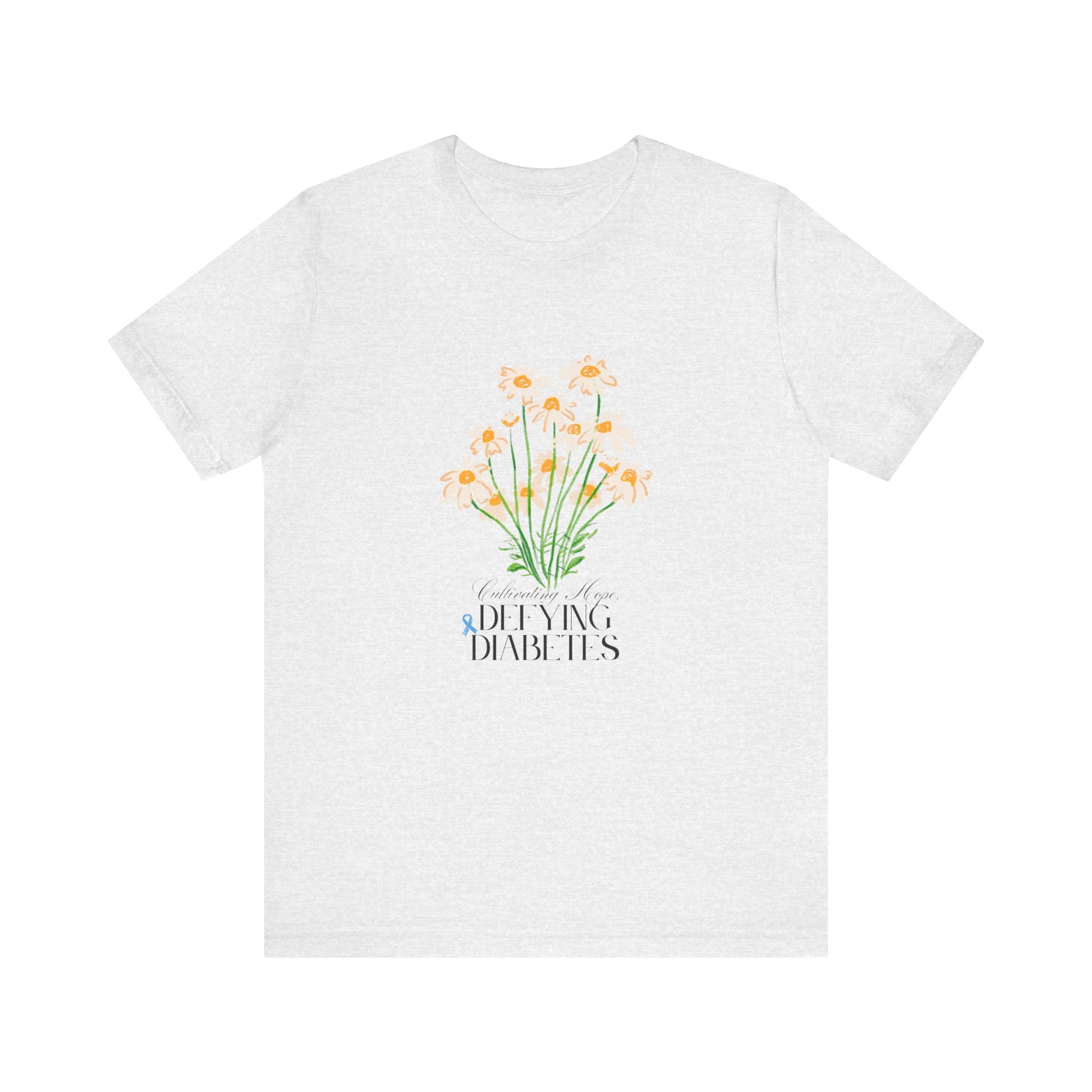 The Diabuddies Store Cultivating Hope, Defying Diabetes - Unisex Tee Cultivating Hope, Defying Diabetes - Unisex Tee: Wear your message of strength! Our "Cultivating Hope, Defying Diabetes" Unisex Tee is more than just a comfortable shirt; it's a powerful