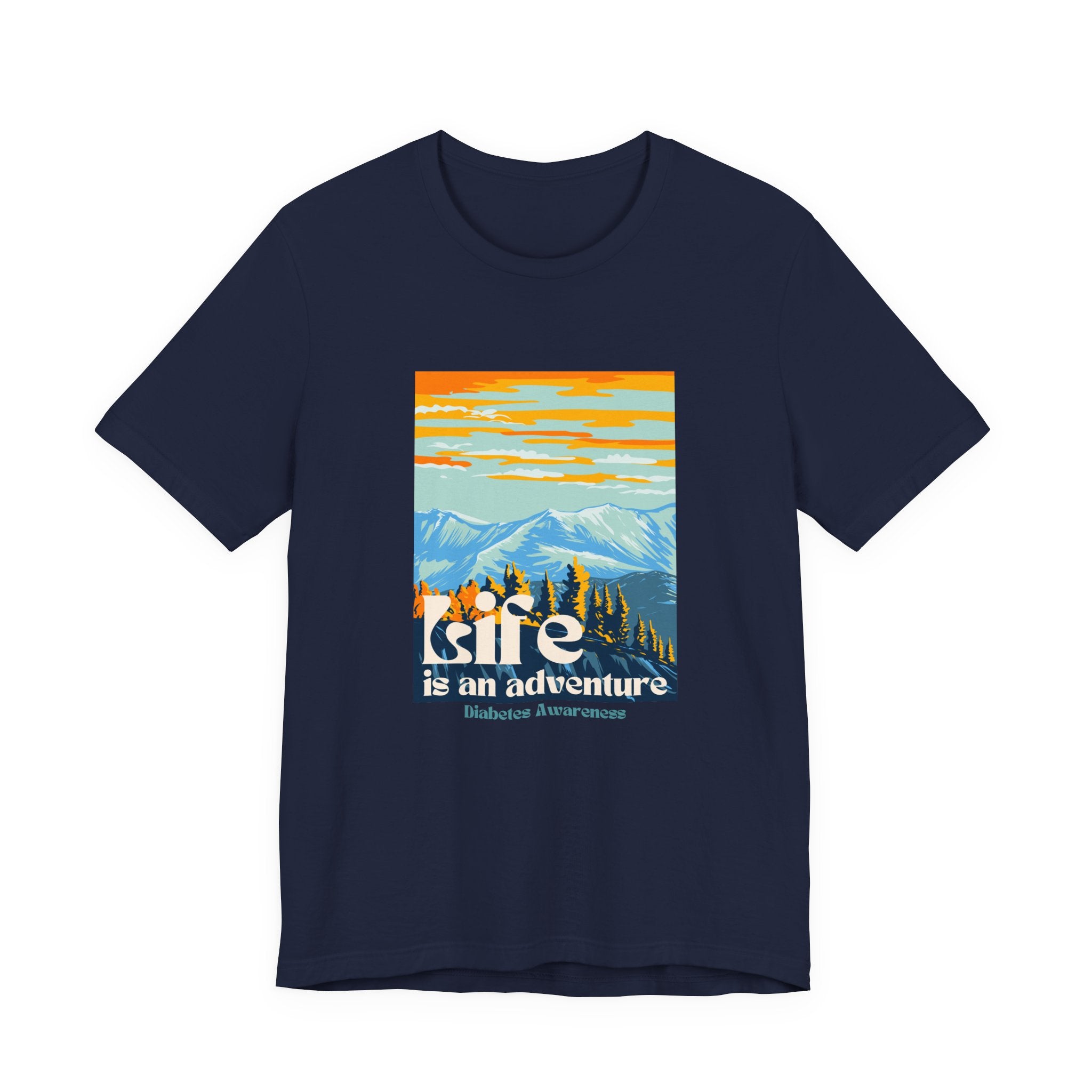 The Diabuddies Store Life is an Adventure, Mountains - Unisex Tee Life is an Adventure, Mountains - Unisex Tee: Soul in the outdoors? This tee's for you! Embrace nature's call, from peaks to trails. Your adventure starts here. T-Shirts $22.50