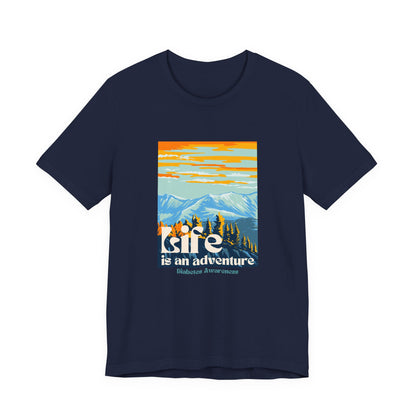 The Diabuddies Store Life is an Adventure, Mountains - Unisex Tee Life is an Adventure, Mountains - Unisex Tee: Soul in the outdoors? This tee's for you! Embrace nature's call, from peaks to trails. Your adventure starts here. T-Shirts $22.50