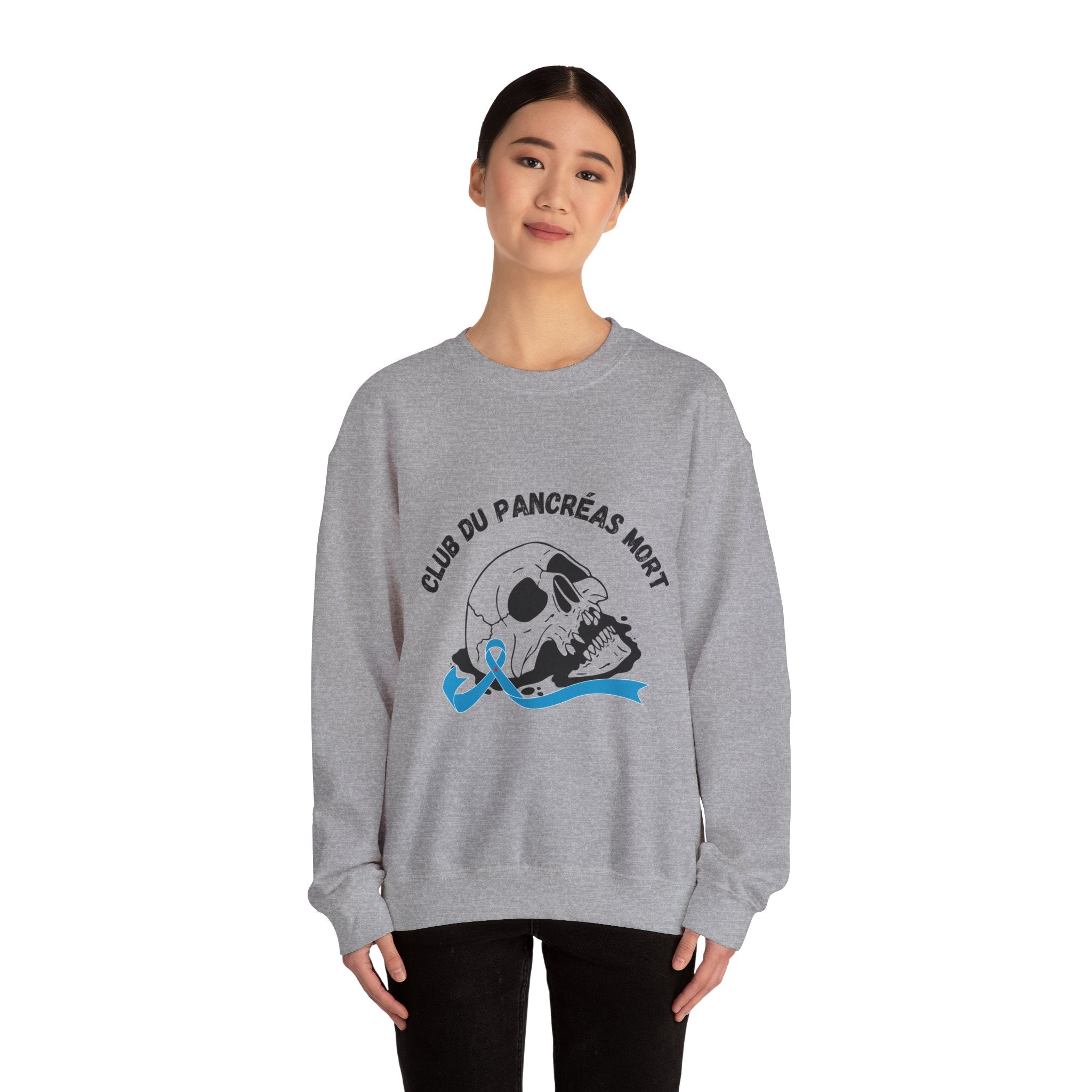 Skull & Blue Ribbon, Dead Pancreas Club (French) Sweatshirt The Diabuddies Store Sweatshirts $35.70