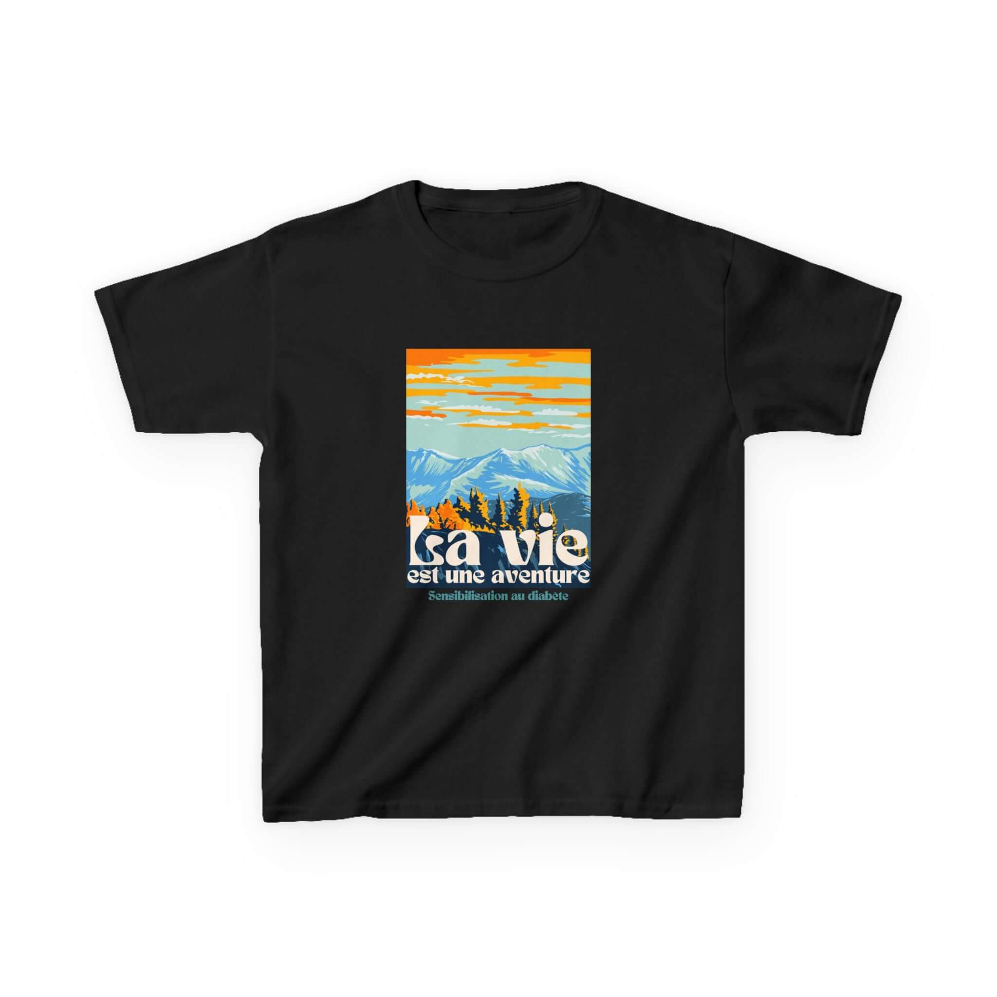 The Diabuddies Store Life is an Adventure, Mountains (French) - Kids Tee Life is an Adventure, Mountains (French) - Kids Tee: Inspire your little explorer with our "La vie est une aventure" Kids Tee! This super soft and comfortable t-shirt is perfect for